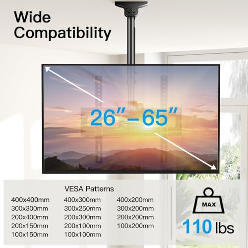 Ceiling TV Mount 26–65 Inch Adjustable Bracket