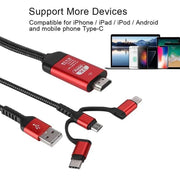 3 in 1 Type-C HDMI Projection Cable 2M