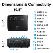 Optoma GT2400HDR - Full HD 1080p, 4,200 Lumens, Short Throw, Laser, Low Input Lag Gaming, Golf Simulation Ready Projector