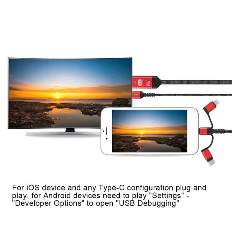 3 in 1 Type-C HDMI Projection Cable 2M
