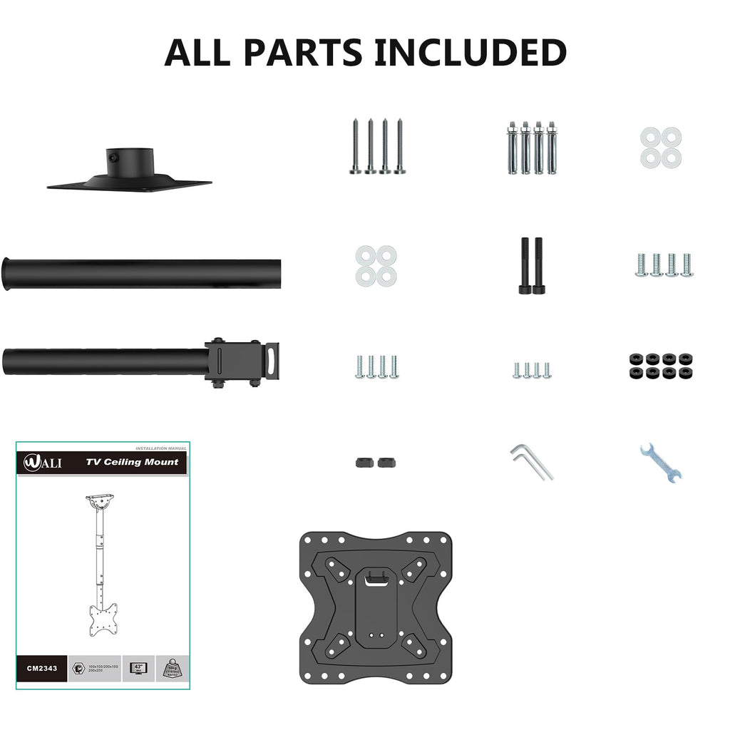 Adjustable TV Ceiling Mount 23–90 Inch