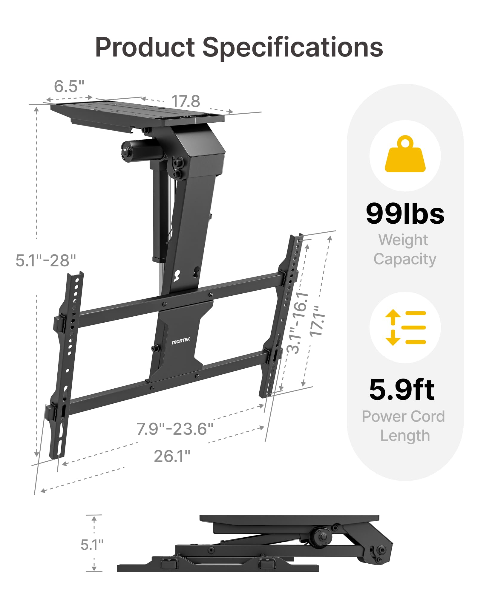 monTEK Electric Ceiling TV Mount