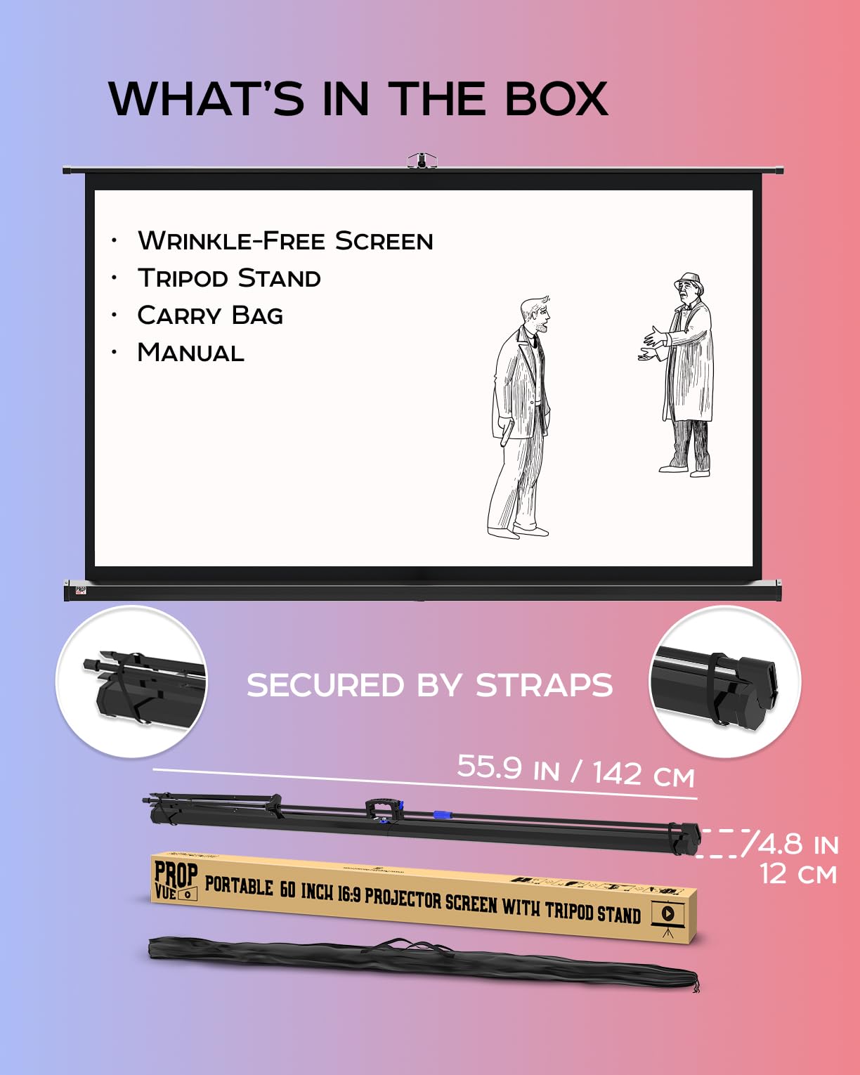 100 Inch Projector Screen with Stand 4:3 HD