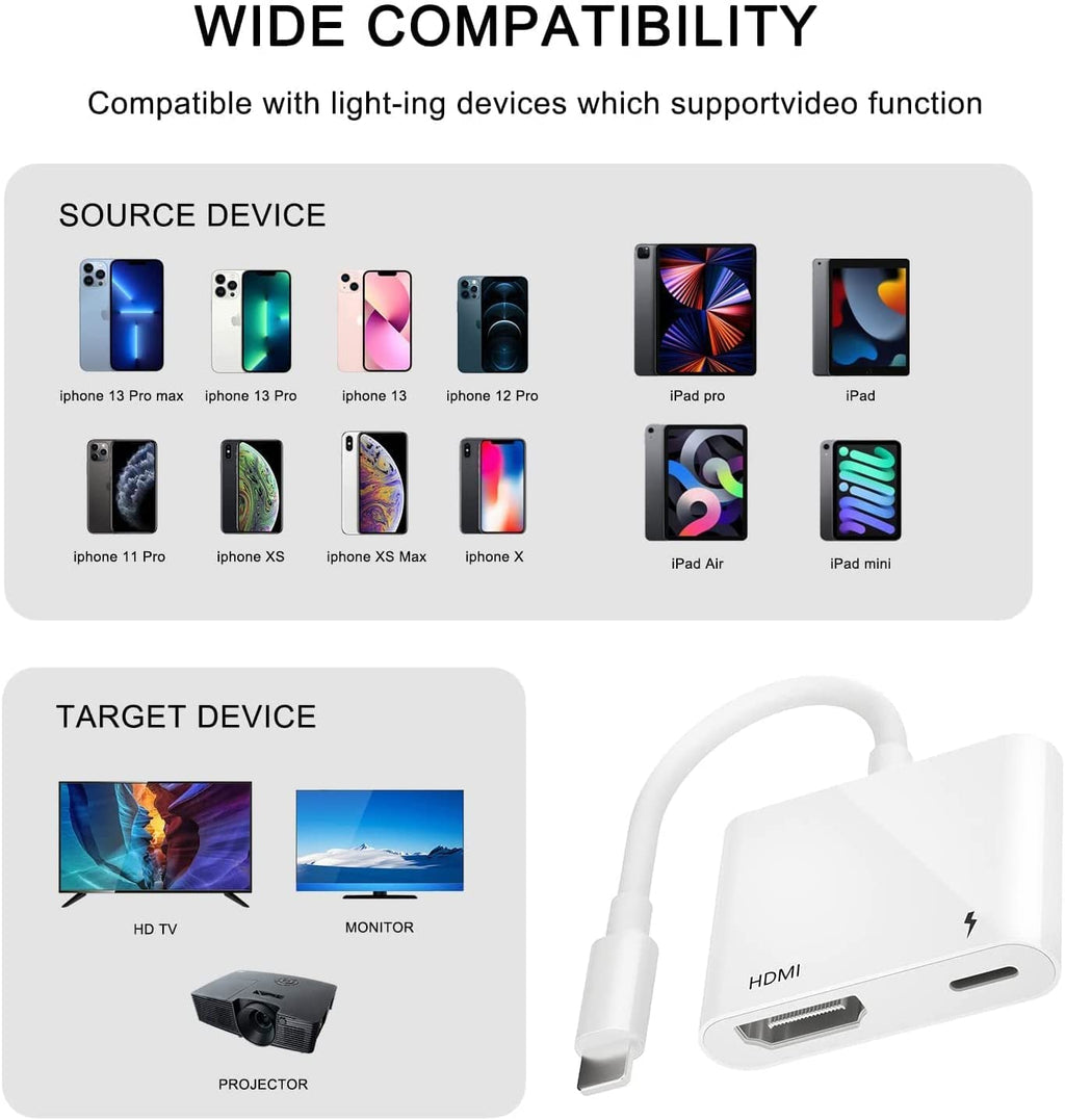 Lightning to HDMI Adapter 1080P HD Display Cable
