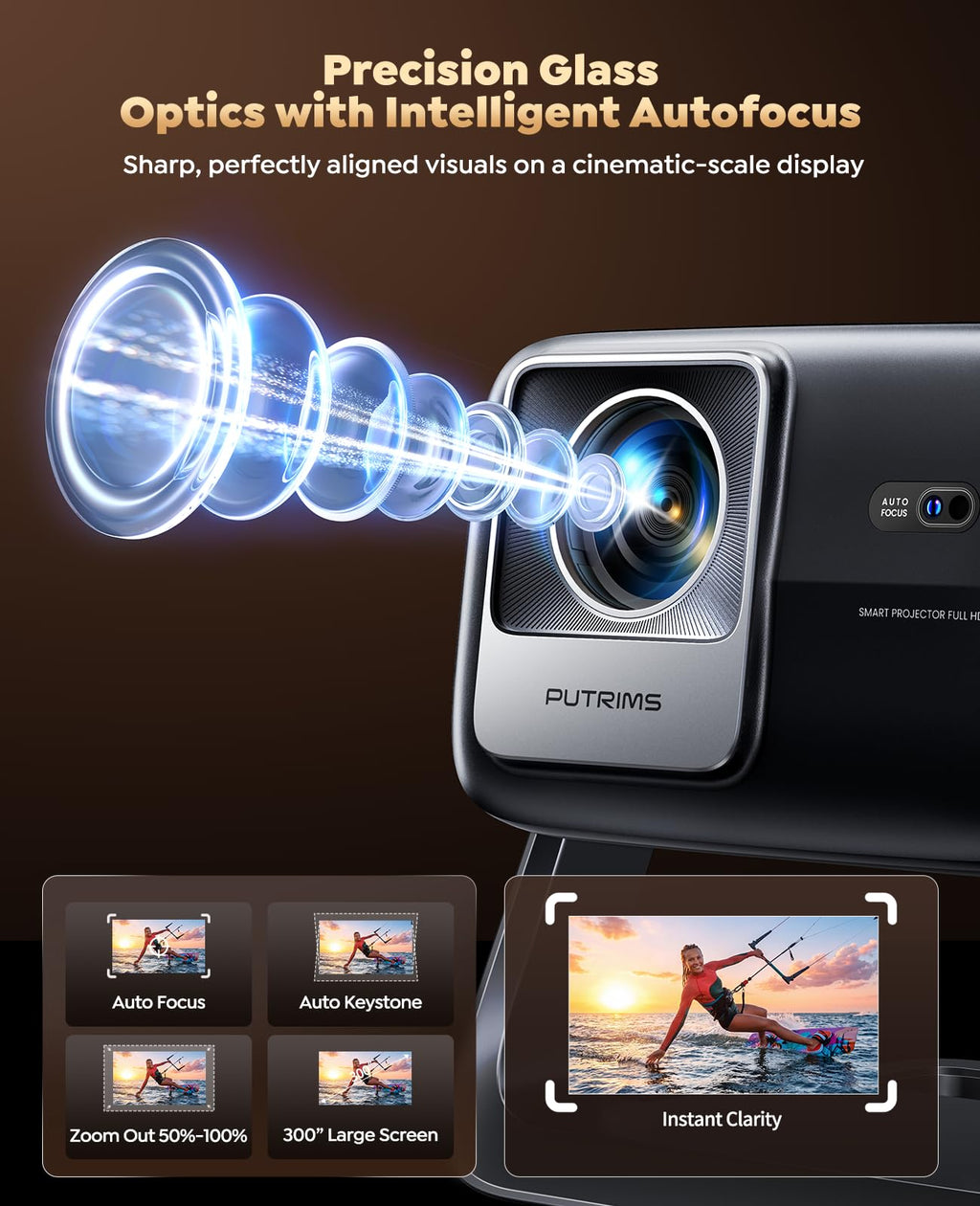 4K Smart Projector WiFi 6 Bluetooth 5.3