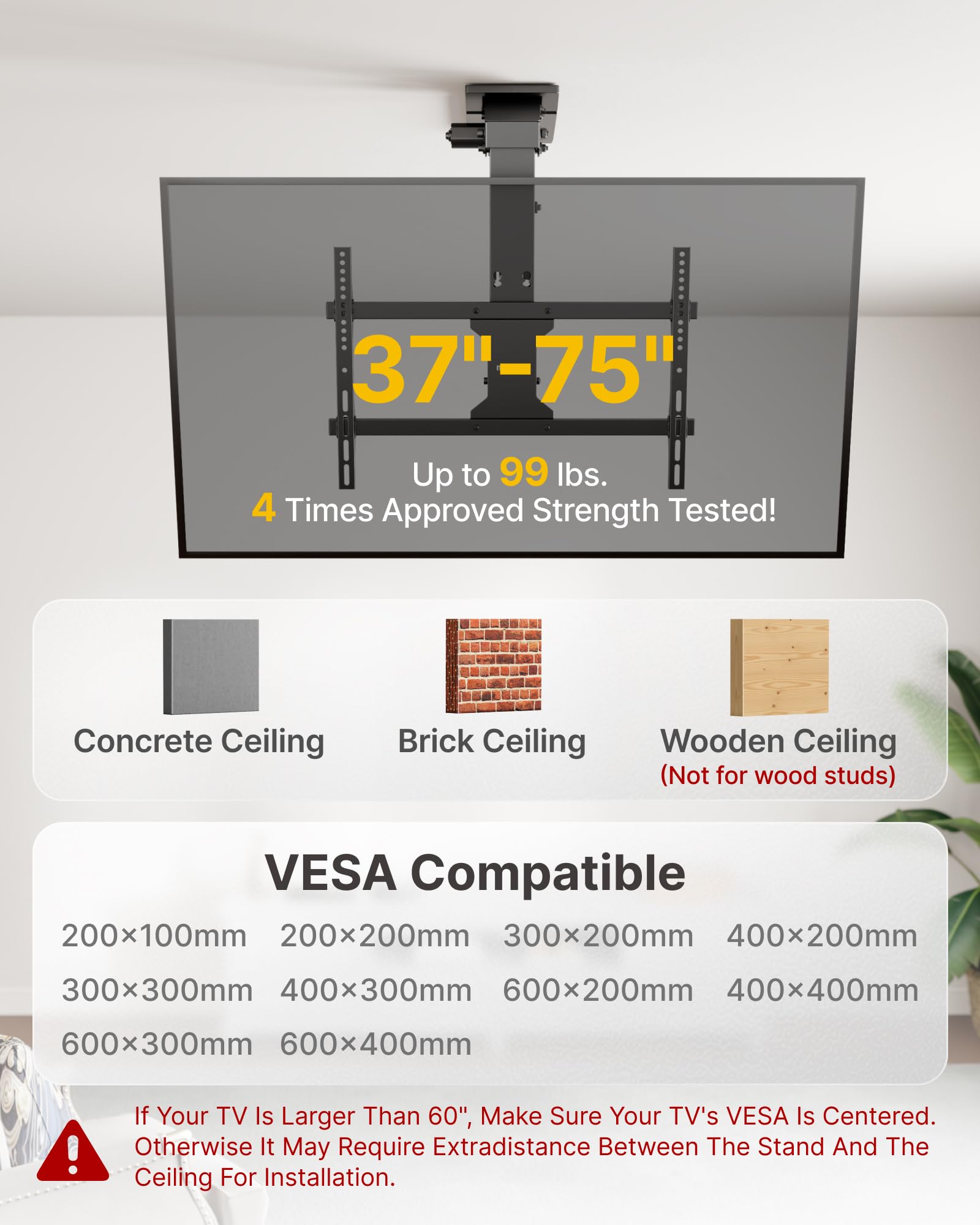 monTEK Electric Ceiling TV Mount
