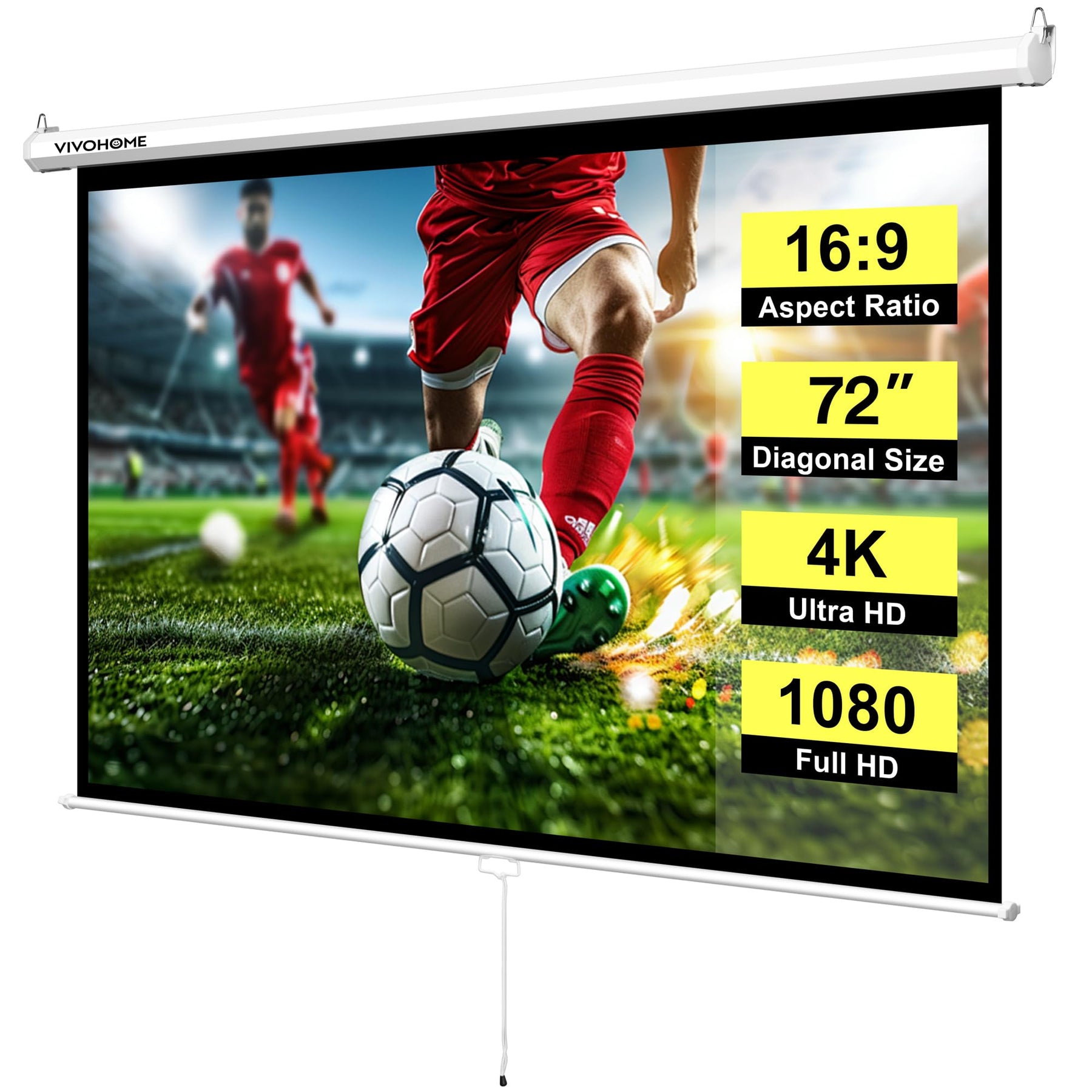 Manual Pull Down Projector Screen 72–120 Inch