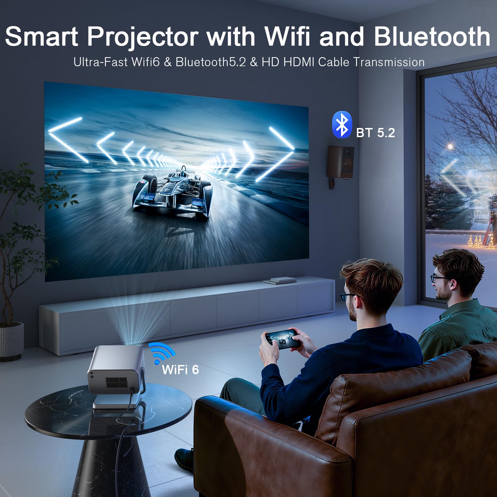 Mini Smart Projector 4K WiFi Bluetooth