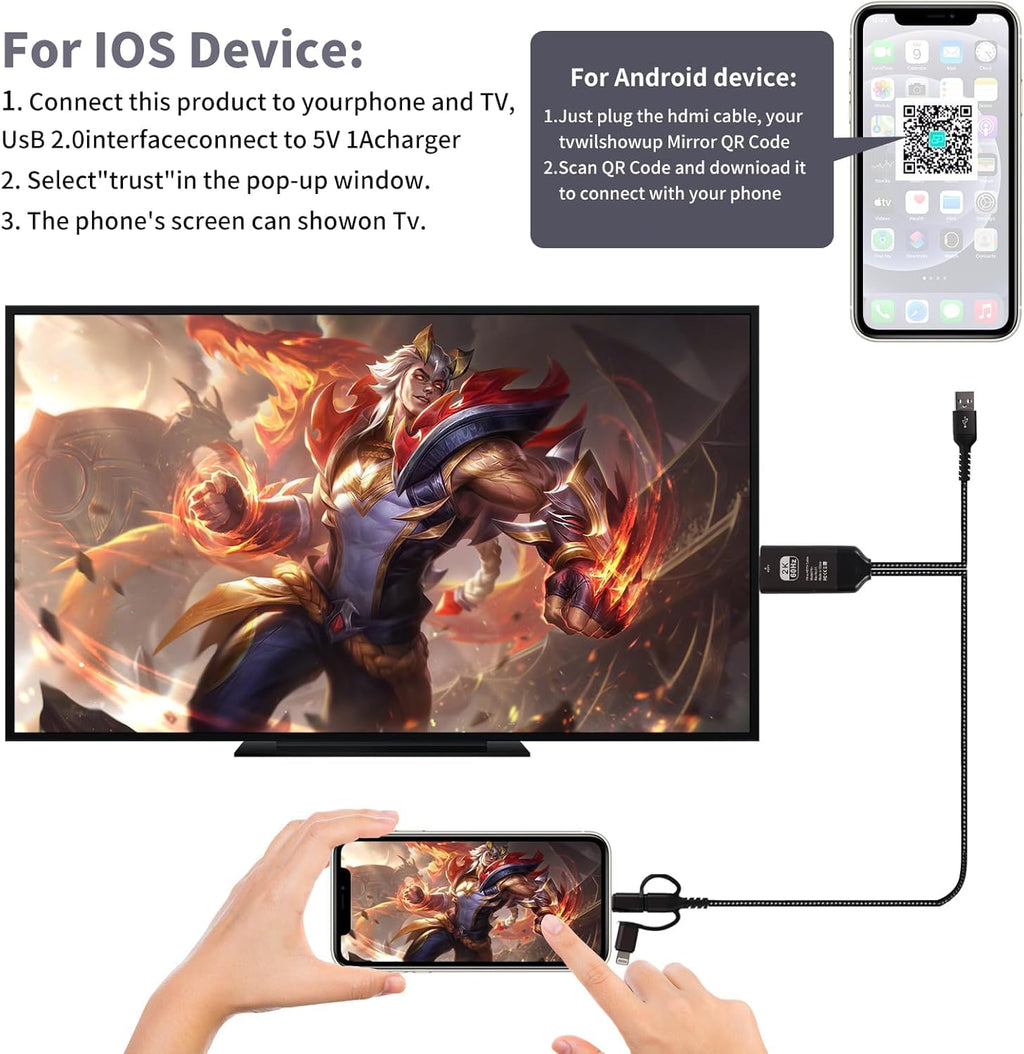 3 in 1 HDMI Mirroring Cable 2K 60Hz