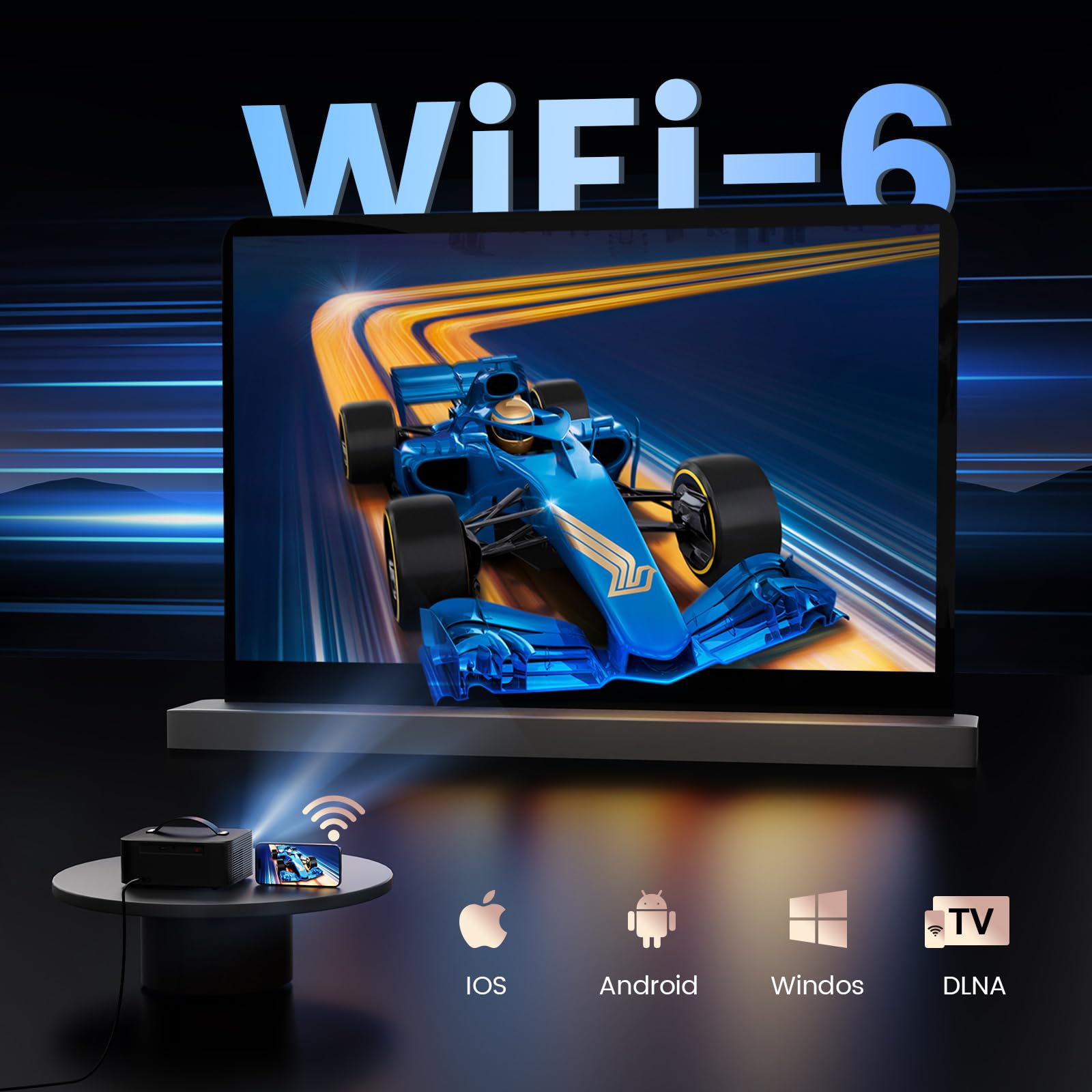 4K Smart Projector WiFi Bluetooth Dolby Audio