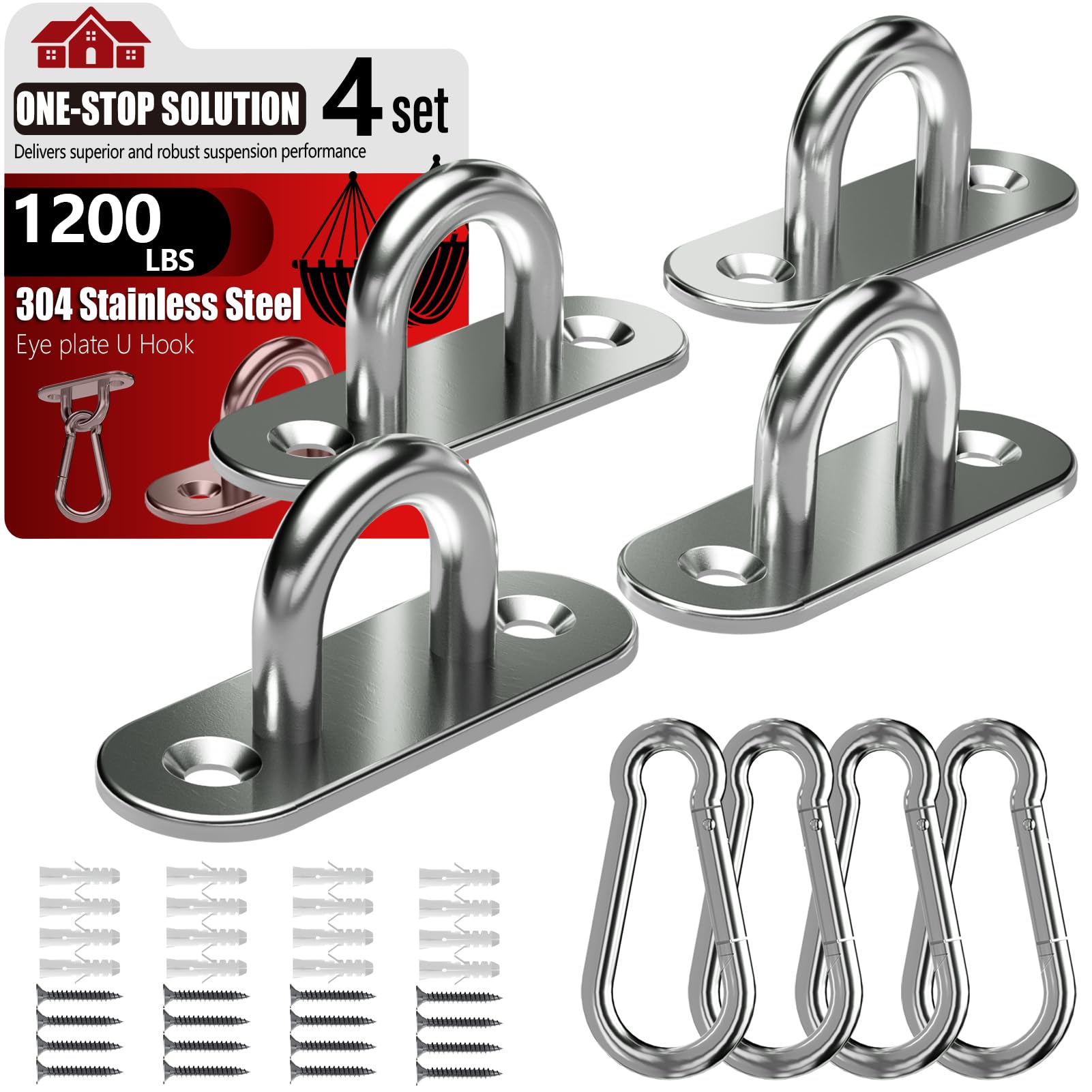 Stainless Steel Ceiling Hook Set 8PCS