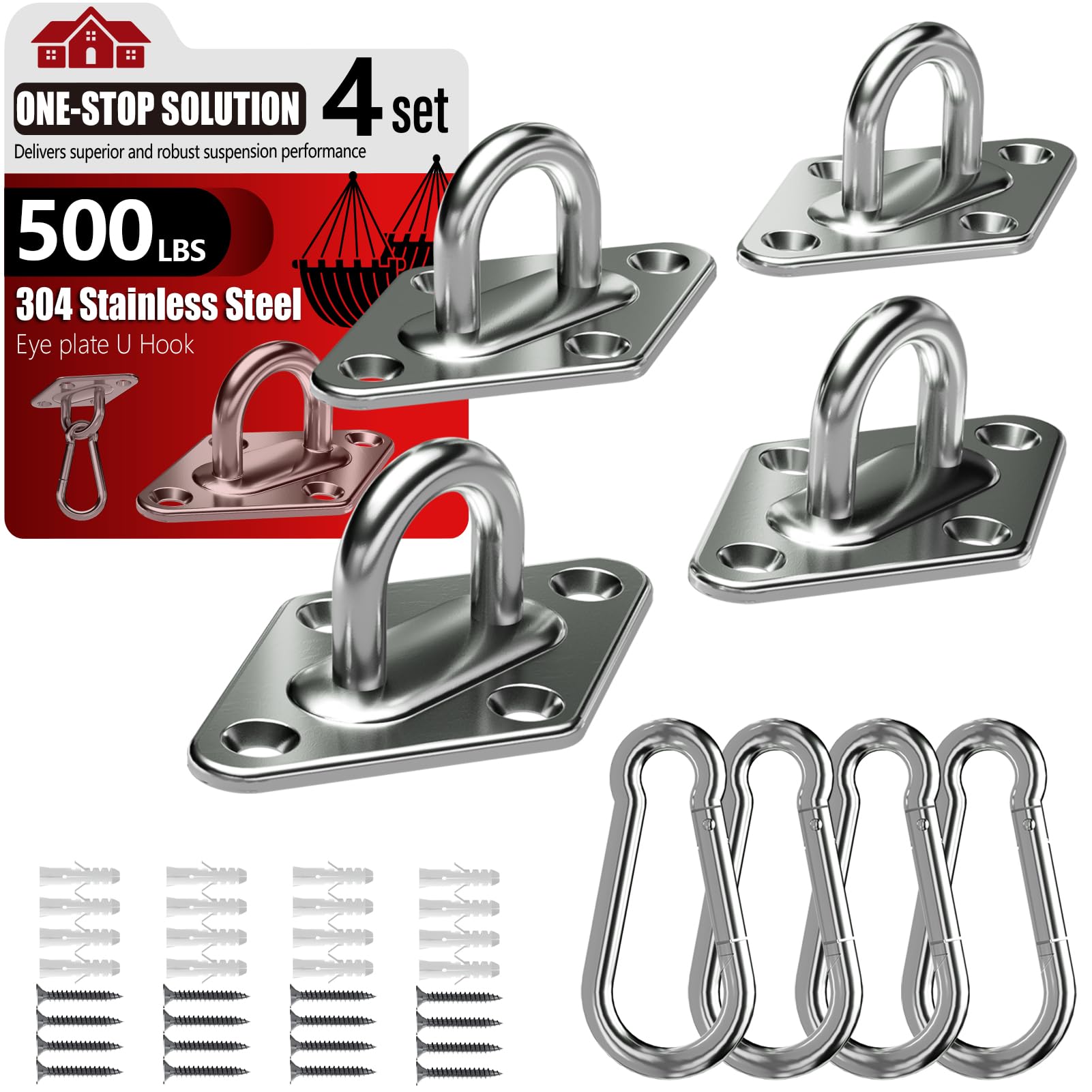 Stainless Steel Ceiling Hook Set 8PCS