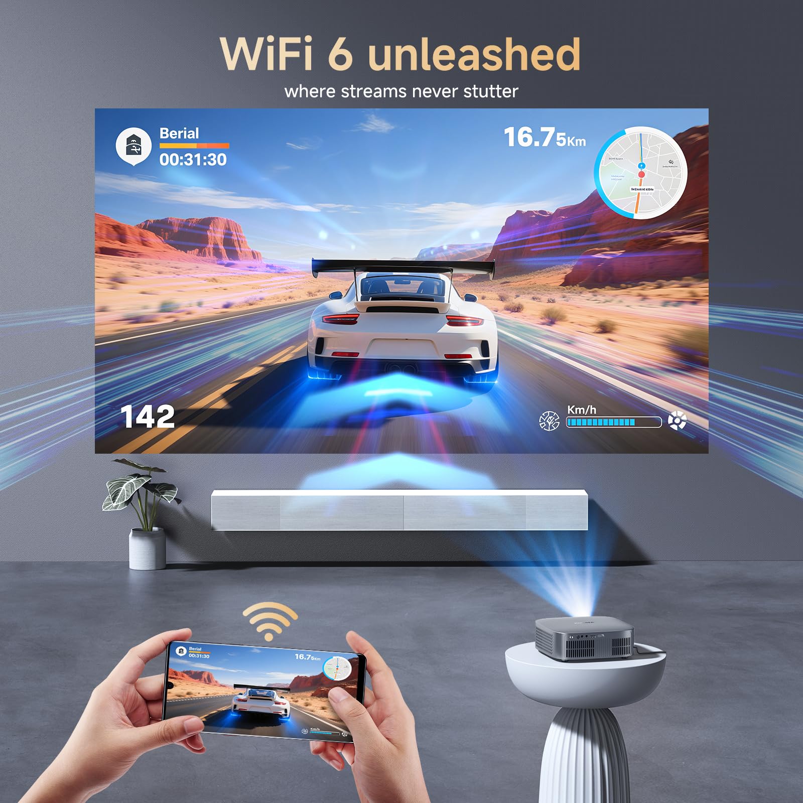 4K Smart Projector WiFi Bluetooth Auto Focus