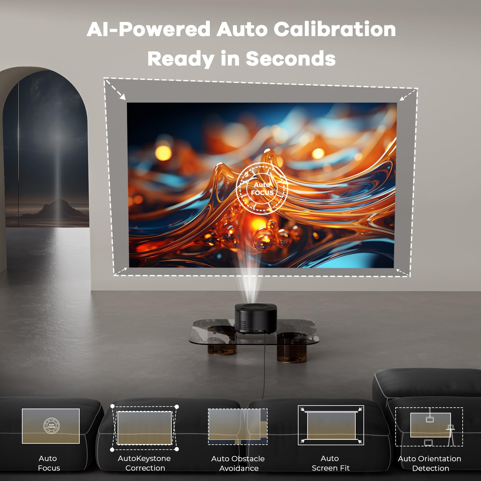 4K Smart Projector WiFi Bluetooth Auto Focus