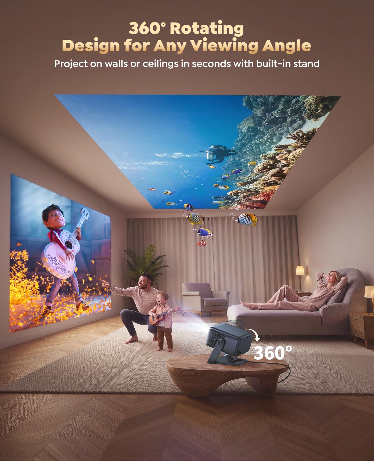 4K Smart Projector WiFi 6 Bluetooth 5.3
