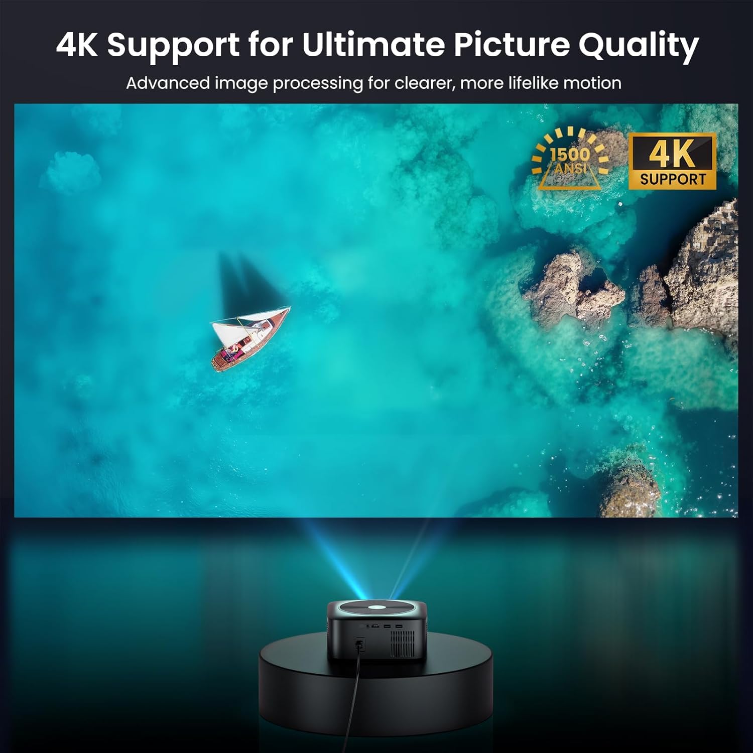 4K Smart Projector 1500 ANSI WiFi Bluetooth