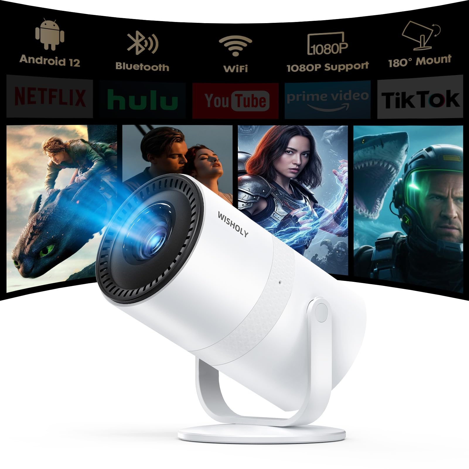 Mini Projector WiFi Bluetooth 1080P HD