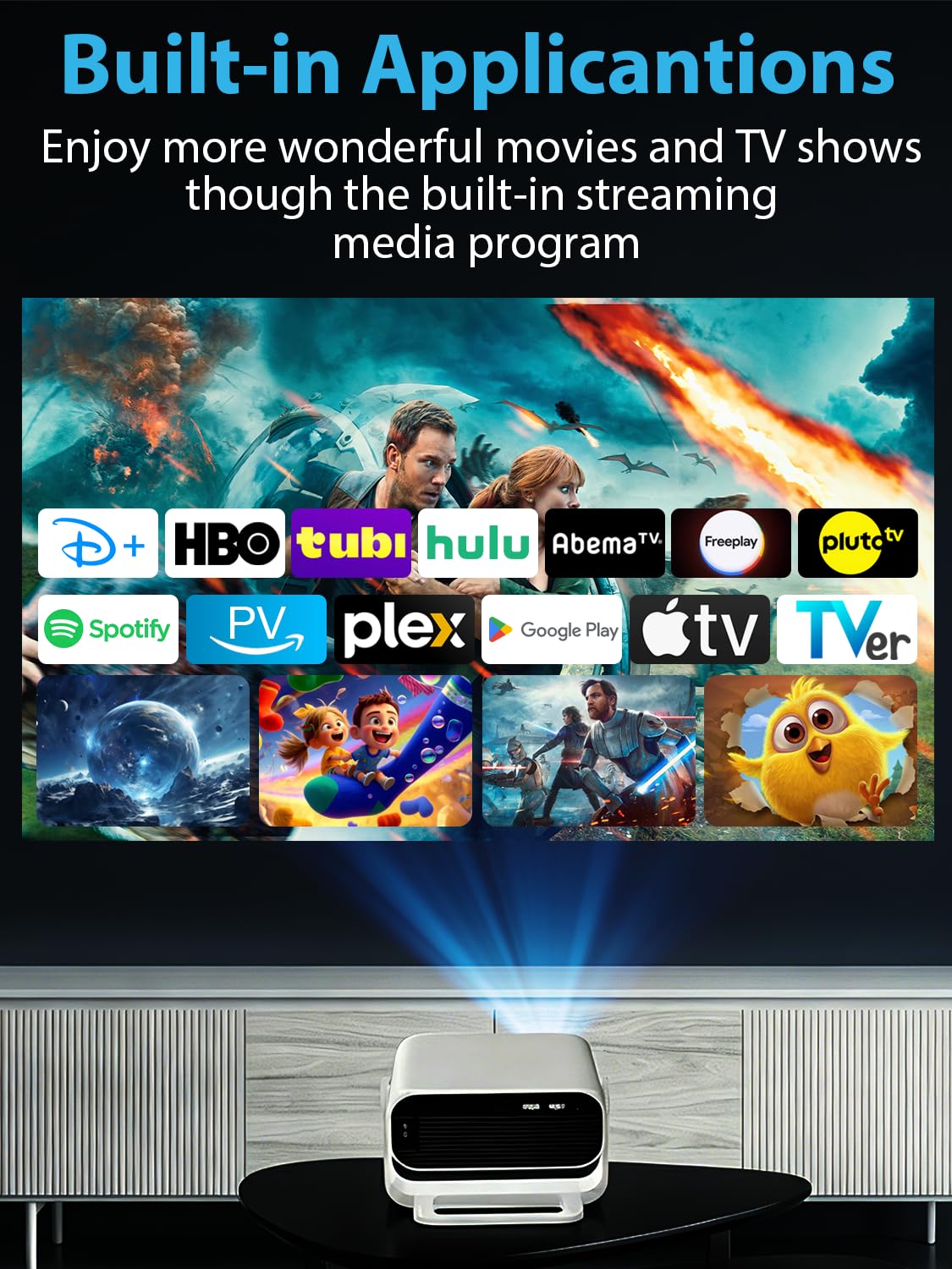 Mini Smart Projector 4K WiFi 6 Bluetooth 5