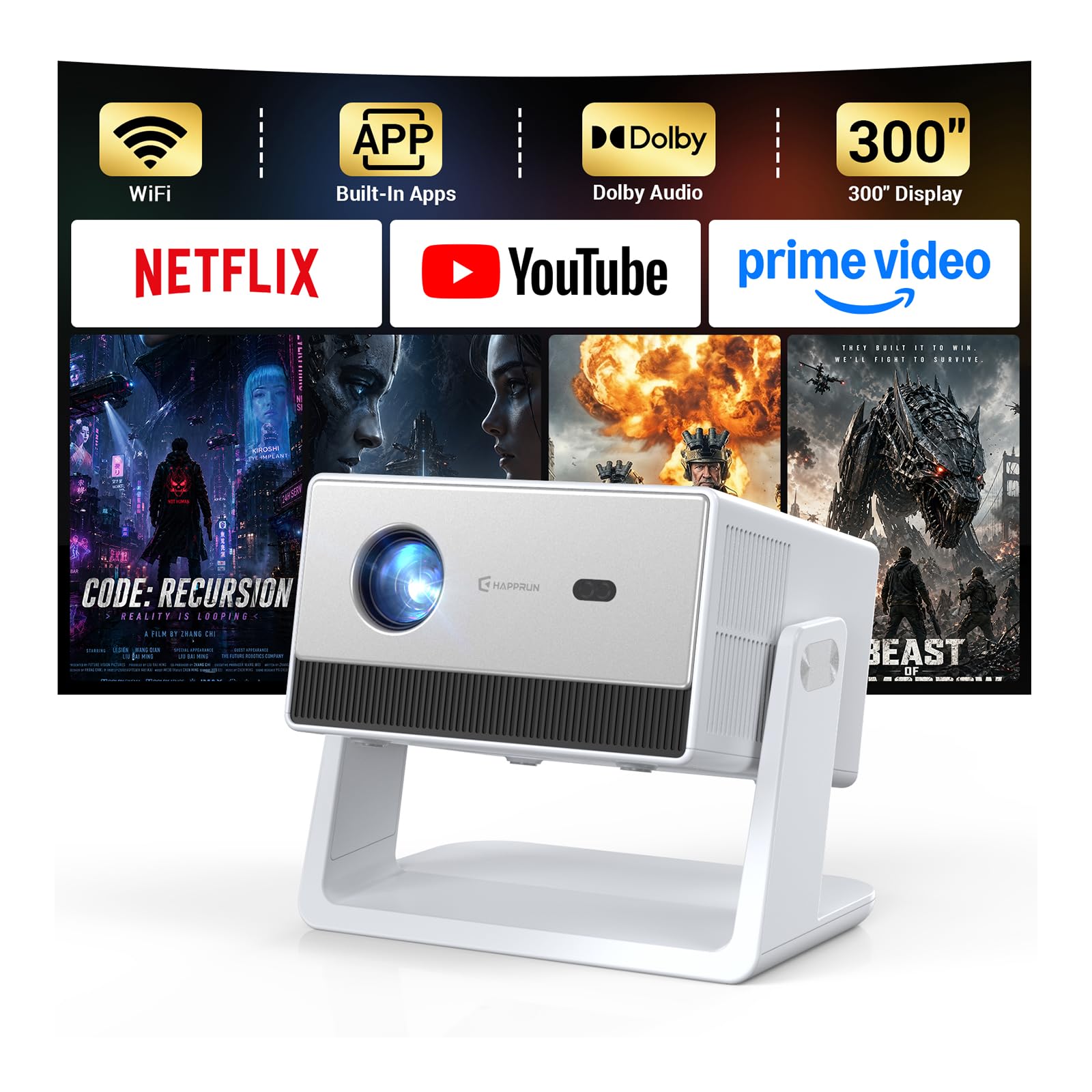 4K Smart Projector 1500 ANSI WiFi Bluetooth