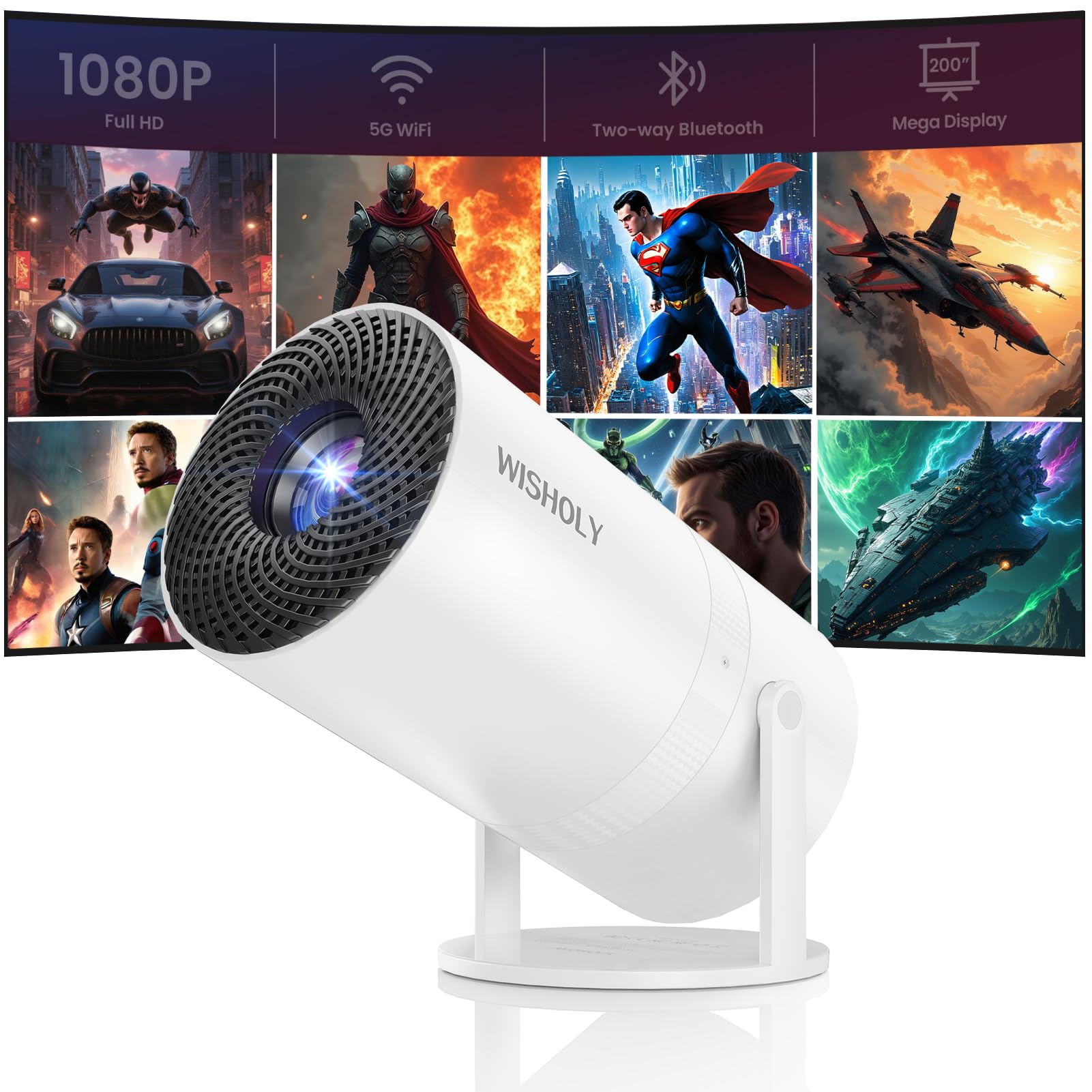 Mini Projector WiFi Bluetooth 1080P HD