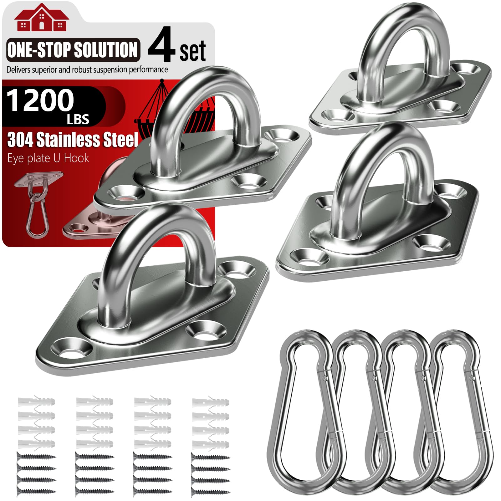 Stainless Steel Ceiling Hook Set 8PCS