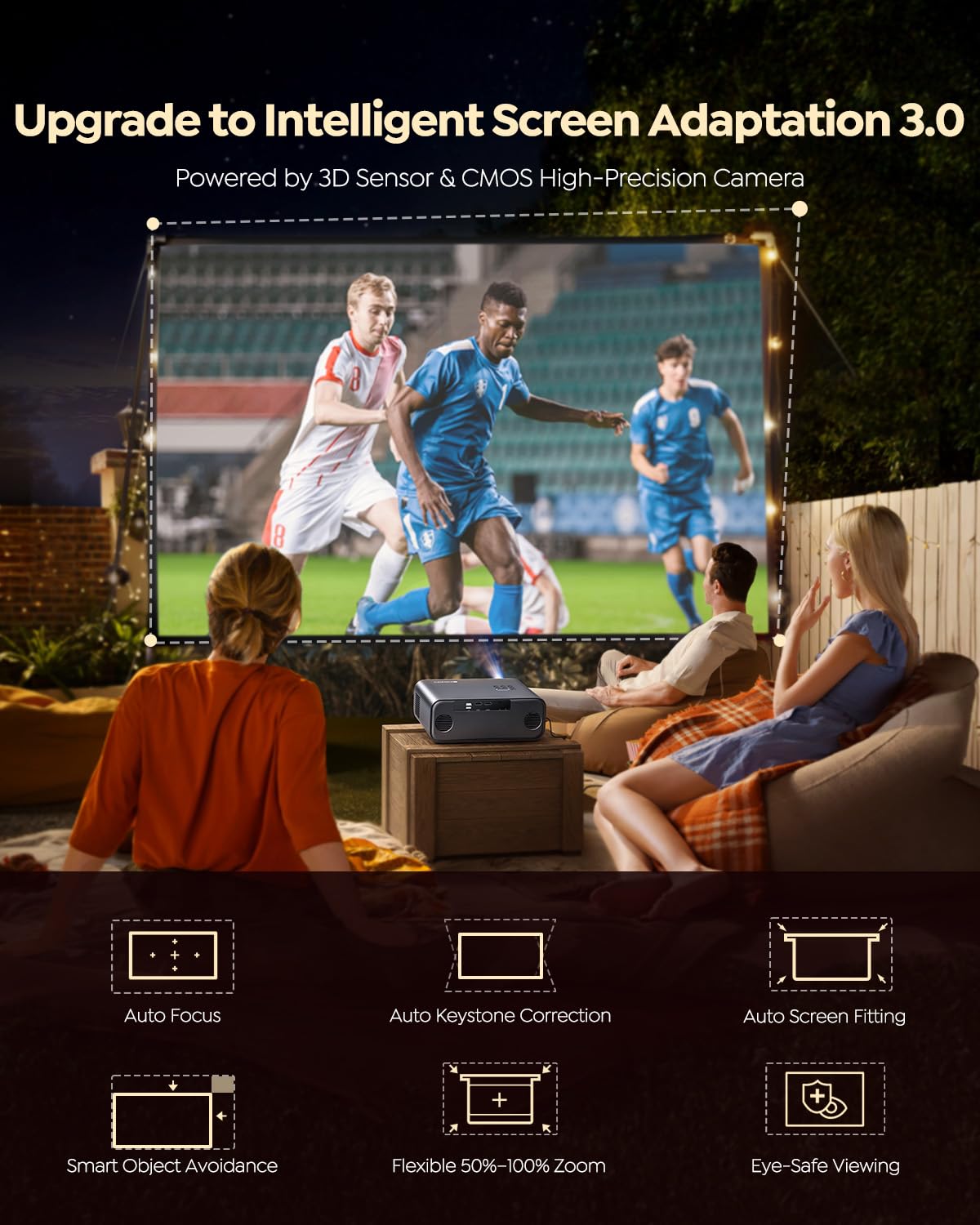 4K Smart WiFi 6 Bluetooth Projector 800 ANSI Lumens