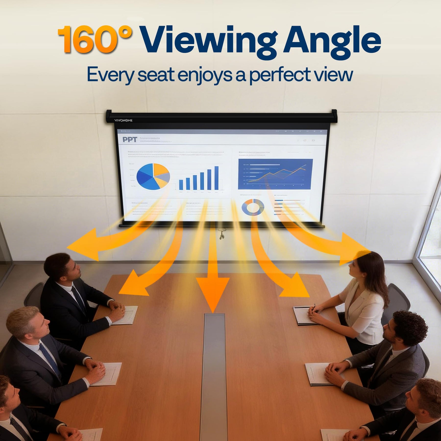 Manual Pull Down Projector Screen 72–120 Inch