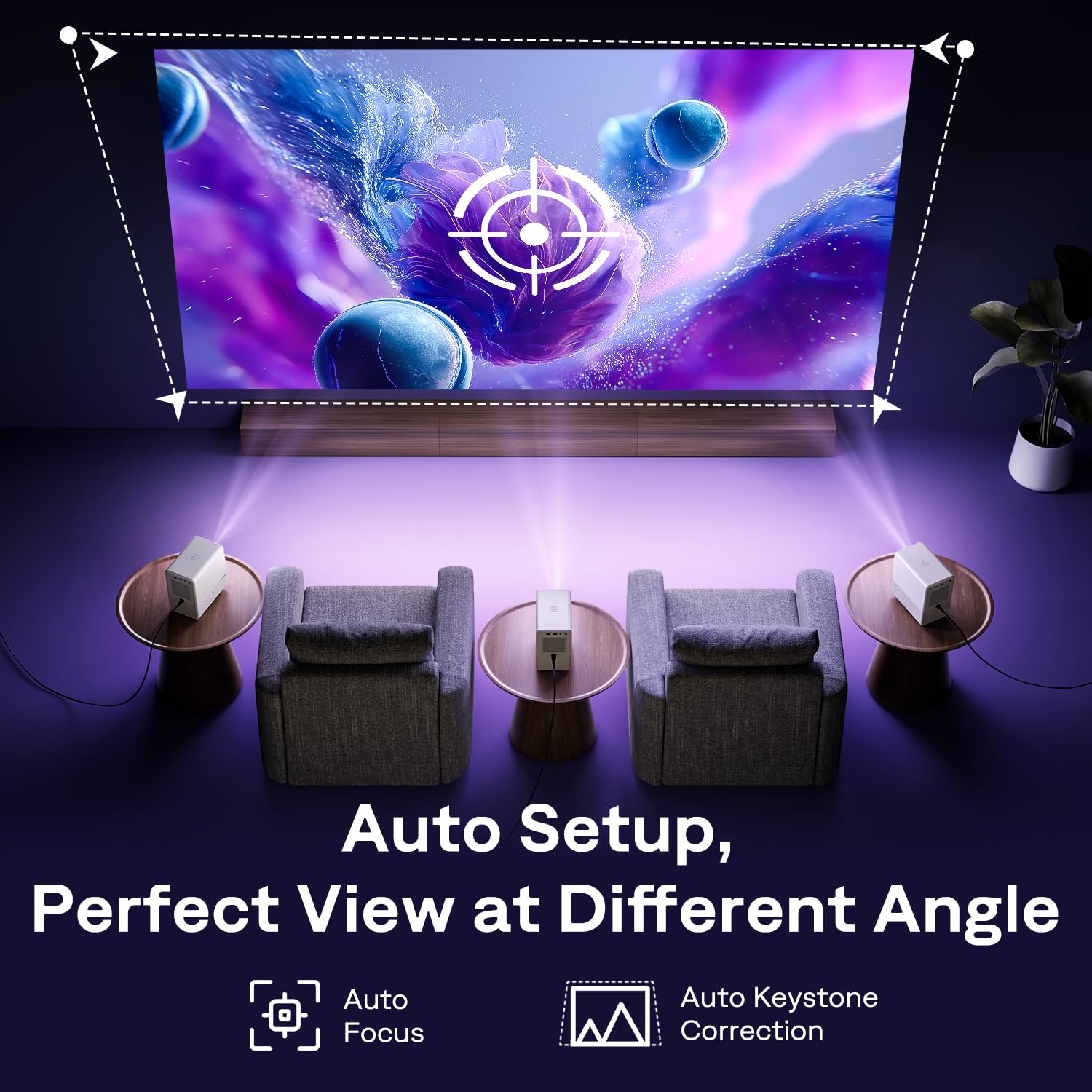 1080P Smart Projector WiFi Bluetooth 4K Support