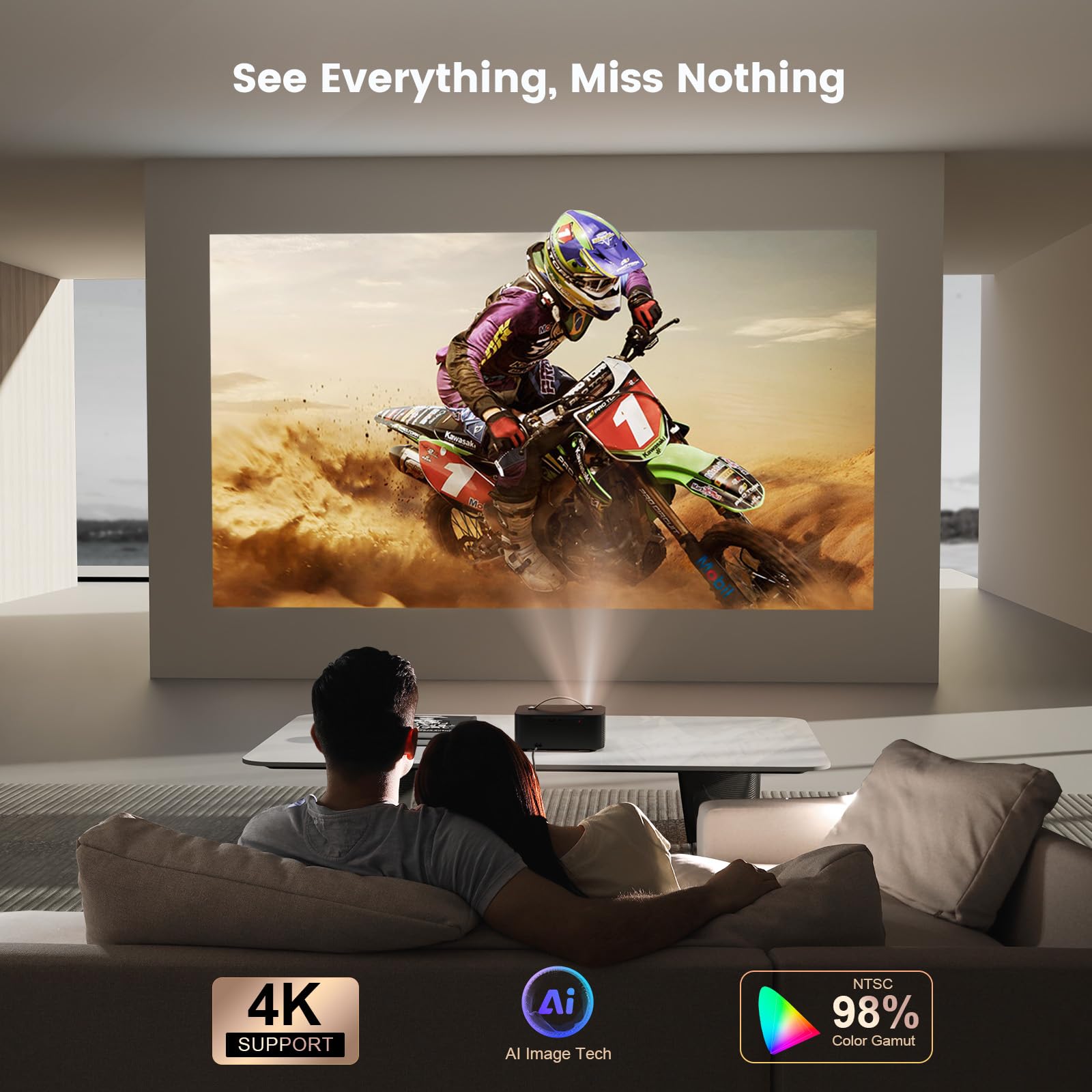 4K Smart Projector WiFi Bluetooth Dolby Audio