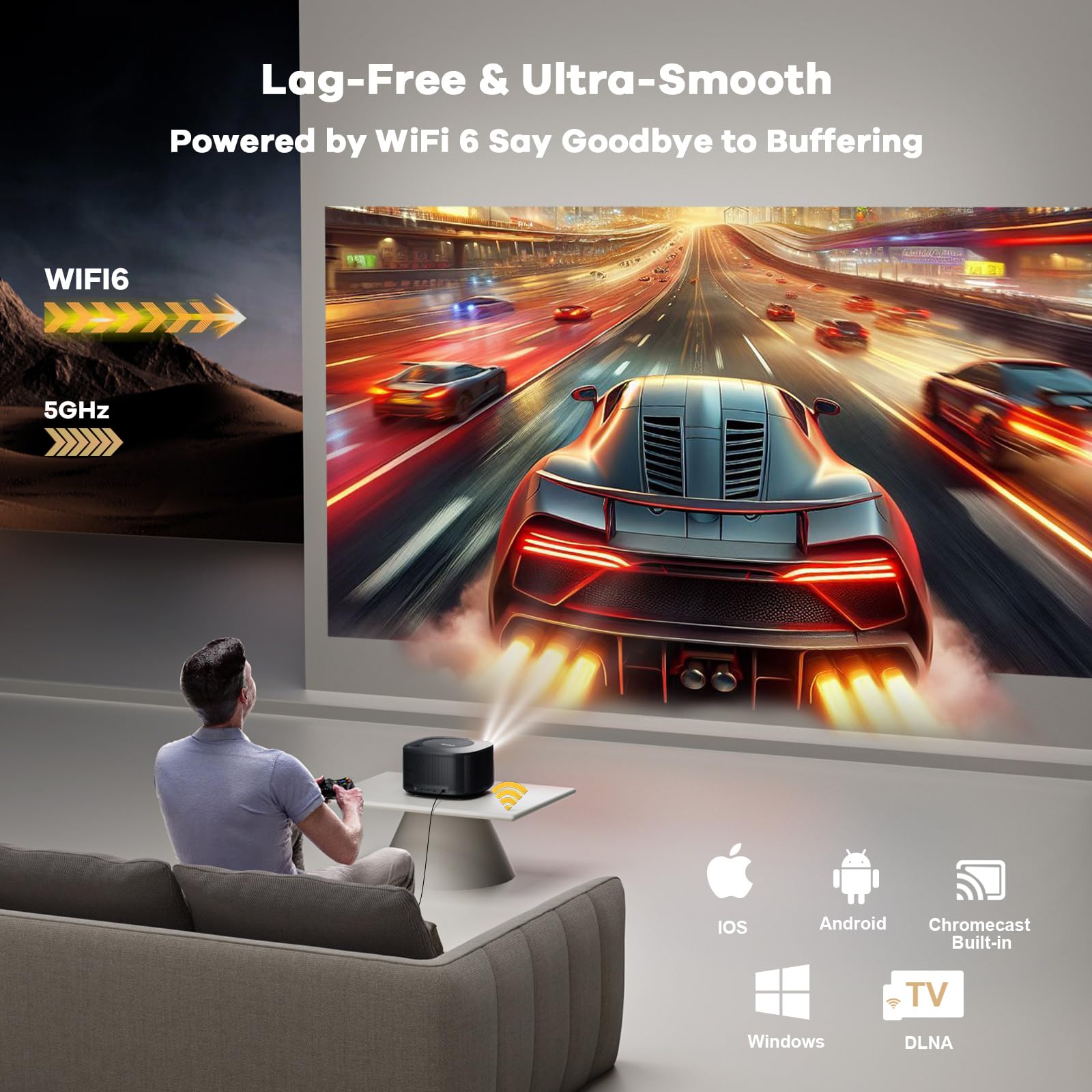 4K Smart Projector WiFi Bluetooth Auto Focus