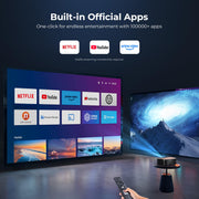4K Smart Projector WiFi Bluetooth Apps Built-In
