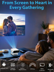 Mini Smart Projector 4K WiFi 6 Bluetooth 5