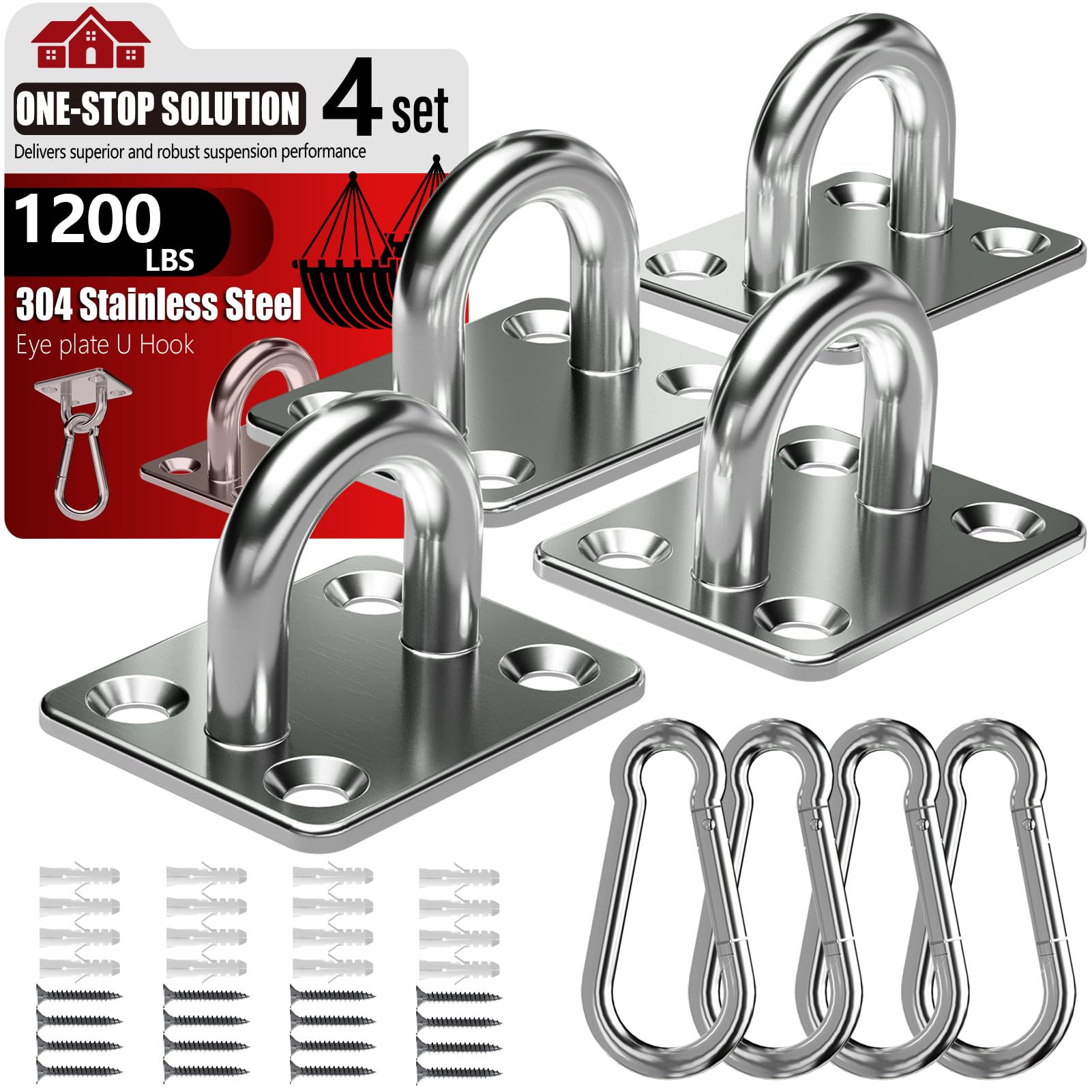 Stainless Steel Ceiling Hook Set 8PCS