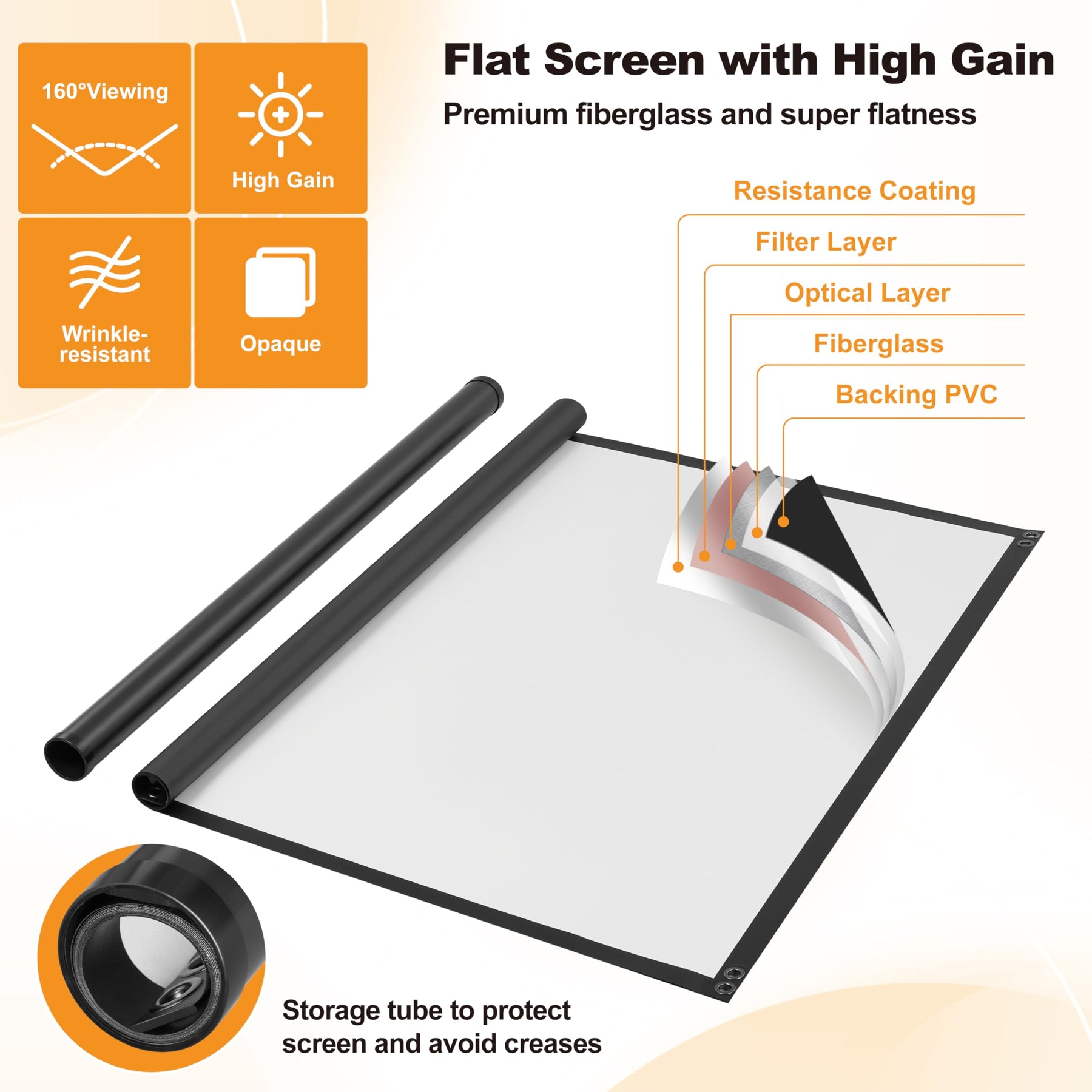 Outdoor Projector Screen with Stand 4K 16:9
