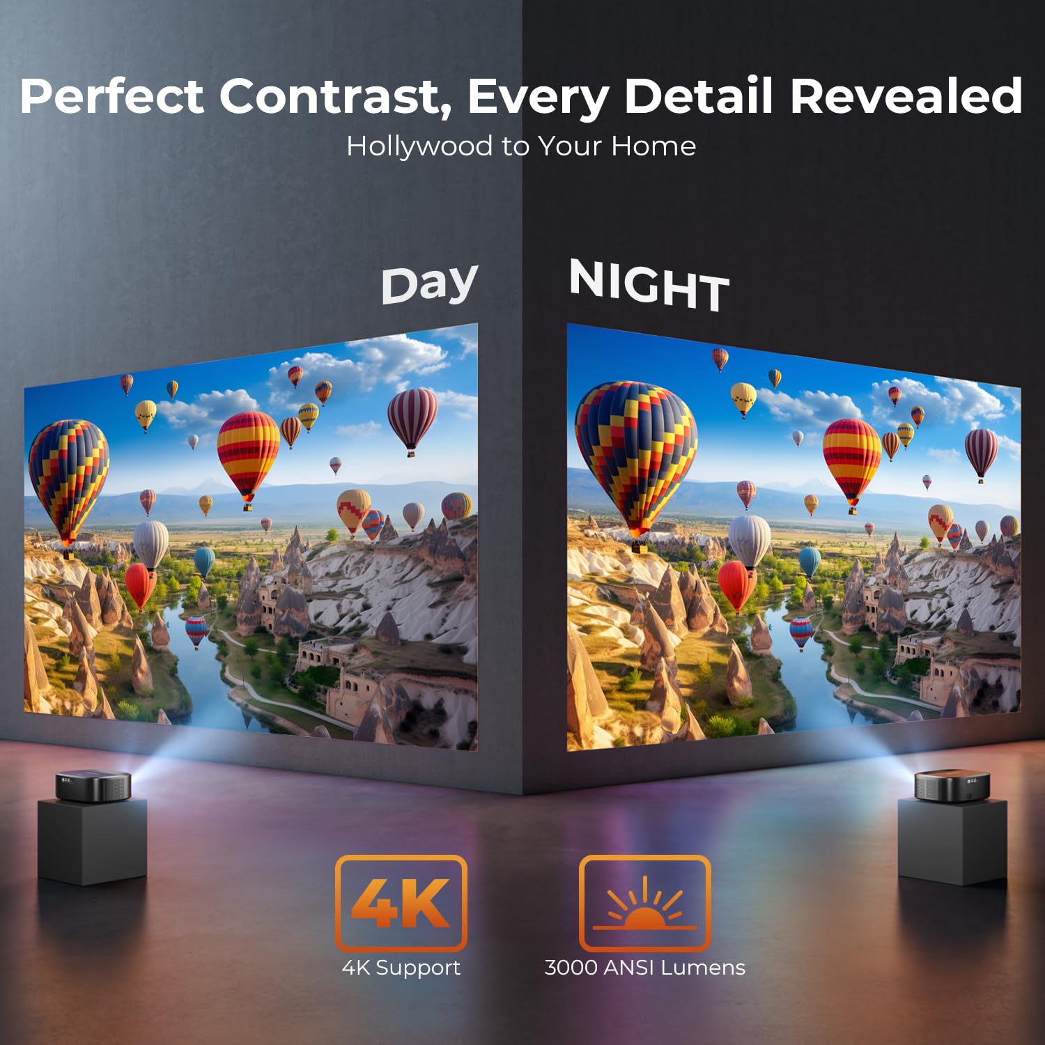 4K Smart Projector WiFi Bluetooth Apps Built-In