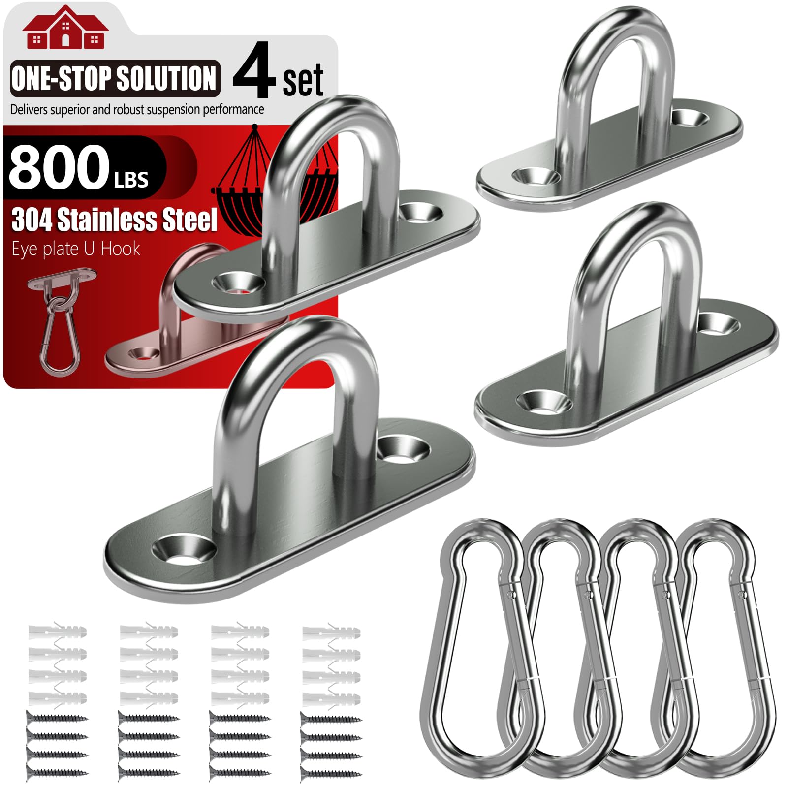Stainless Steel Ceiling Hook Set 8PCS