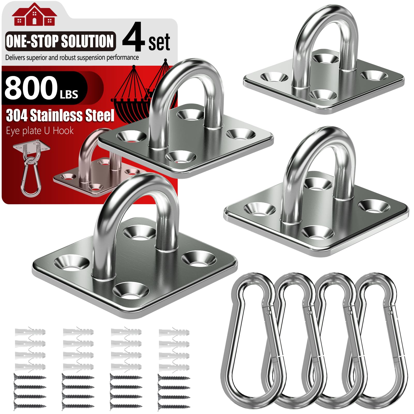 Stainless Steel Ceiling Hook Set 8PCS