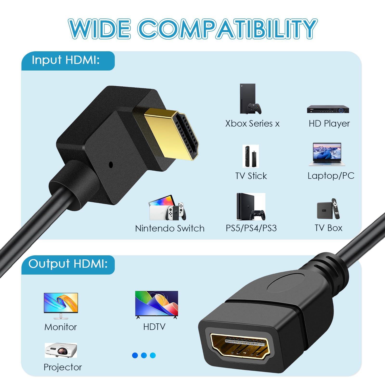 90° HDMI Extension Cable Male to Female