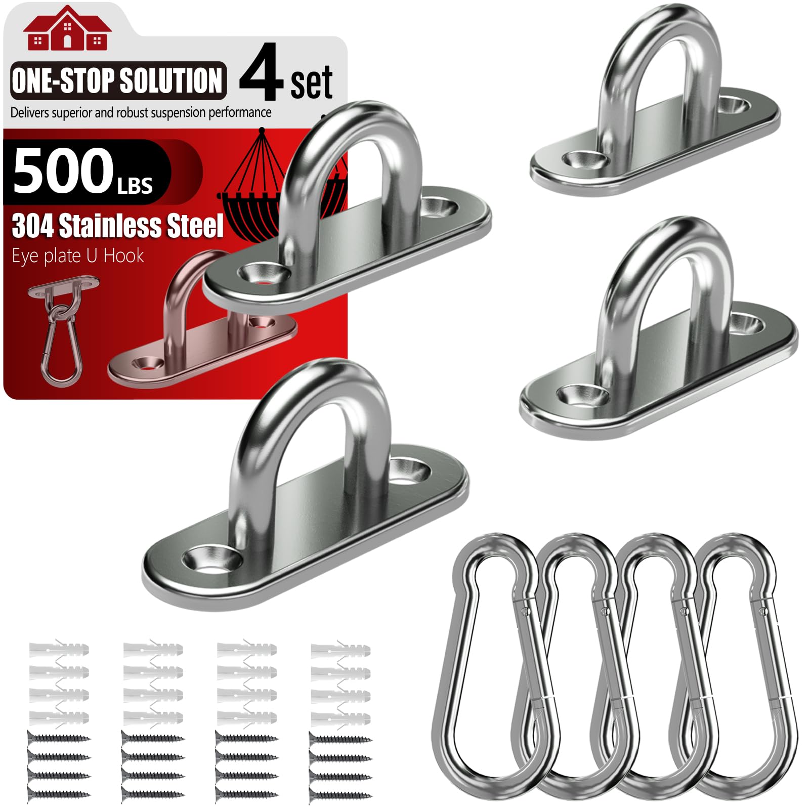 Stainless Steel Ceiling Hook Set 8PCS