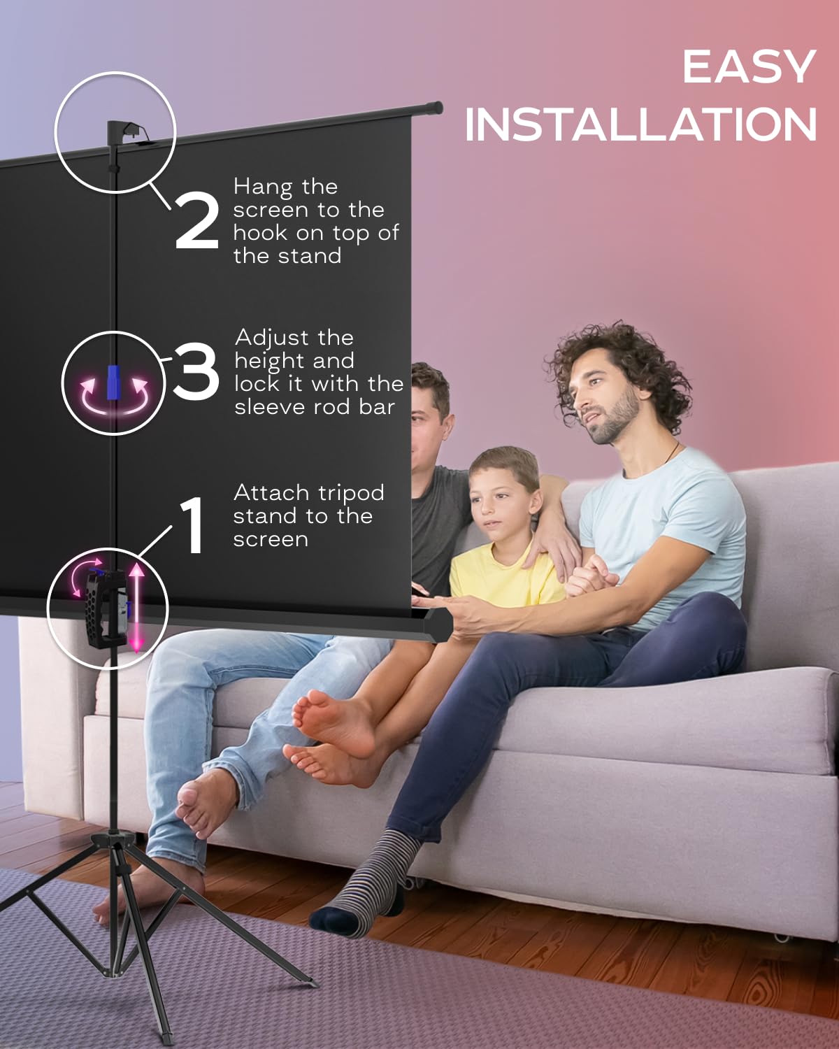 100 Inch Projector Screen with Stand 4:3 HD