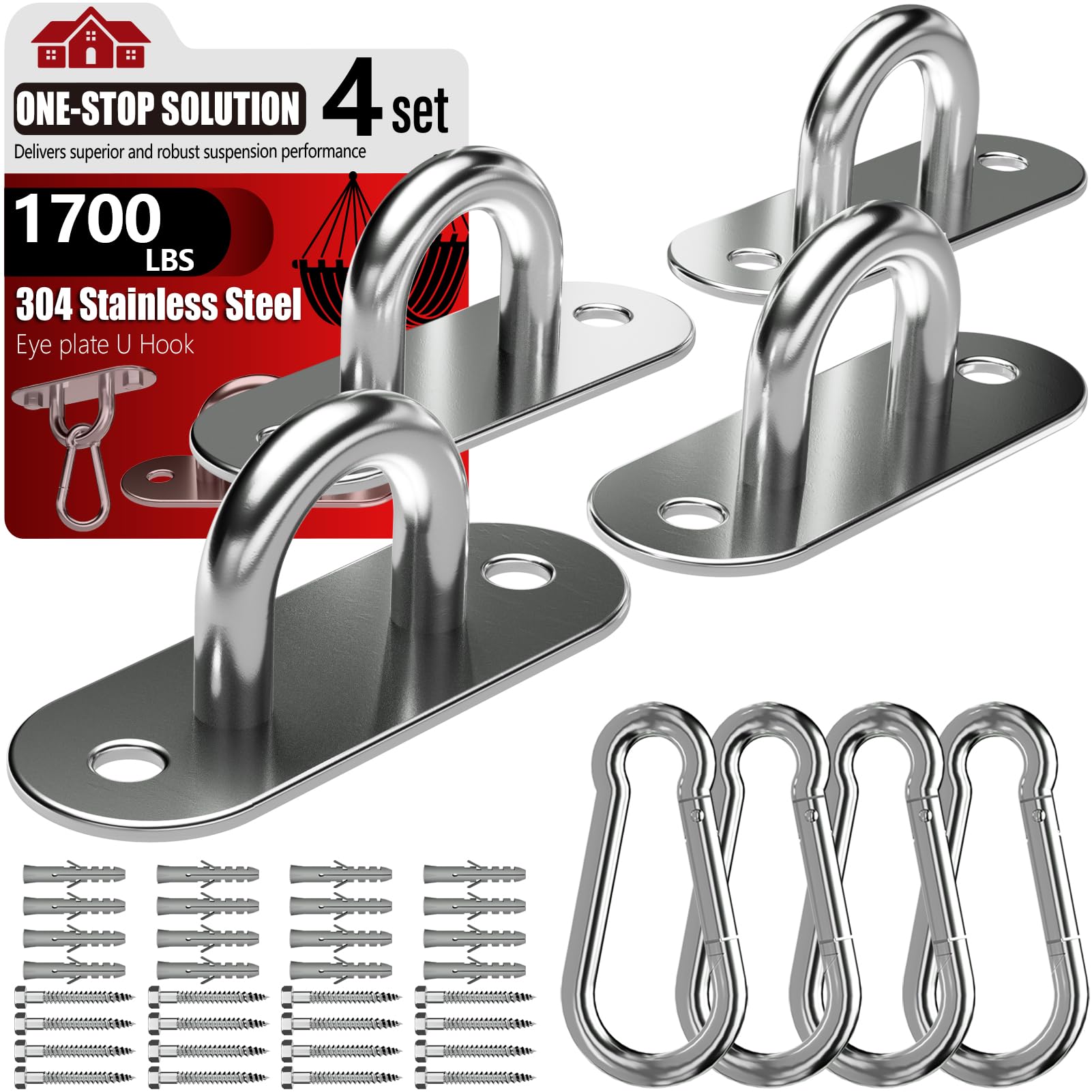 Stainless Steel Ceiling Hook Set 8PCS