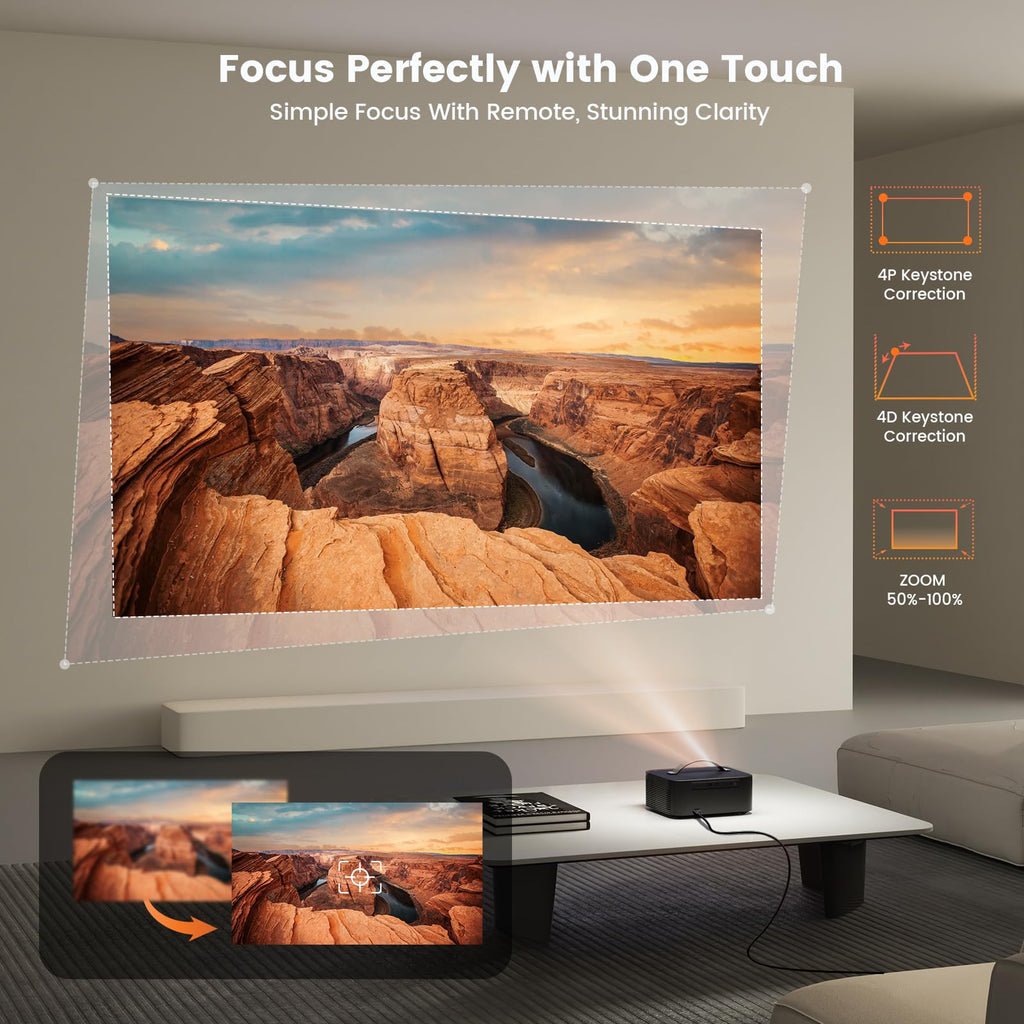 4K Smart Projector WiFi Bluetooth Dolby Audio