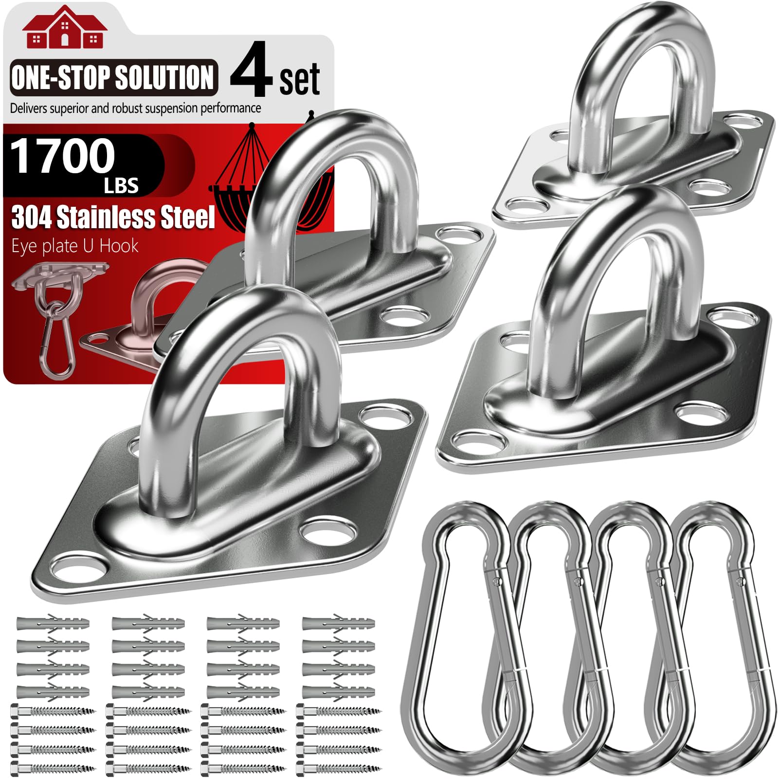 Stainless Steel Ceiling Hook Set 8PCS