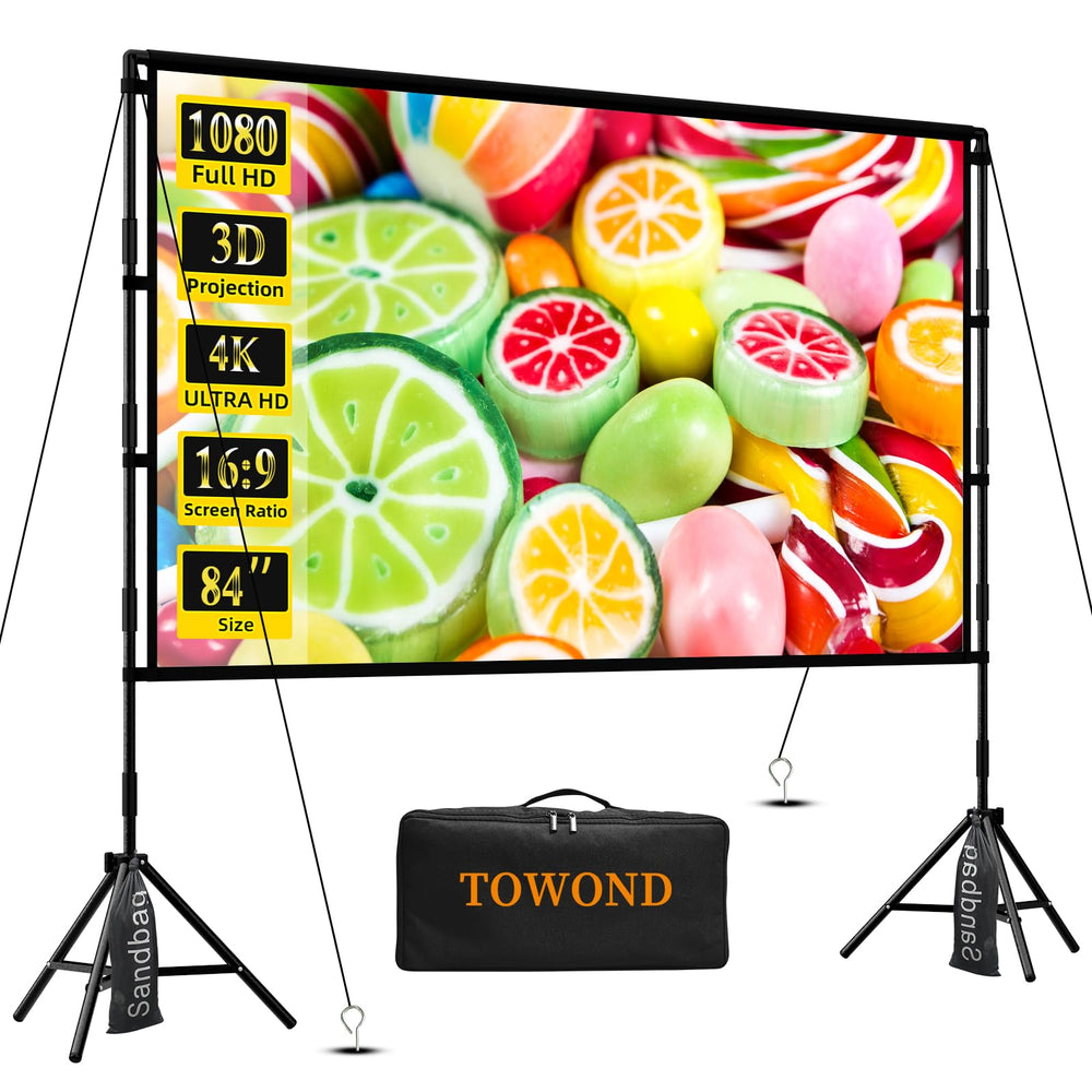 Portable Projector Screen with Stand 4K 16:9
