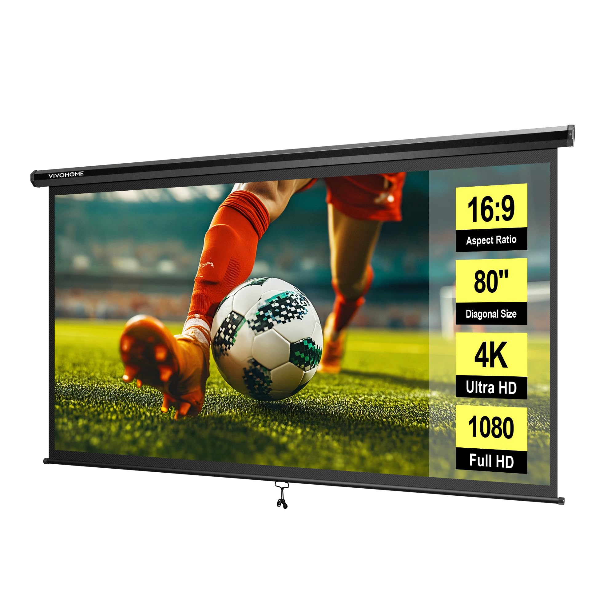 Manual Pull Down Projector Screen 72–120 Inch