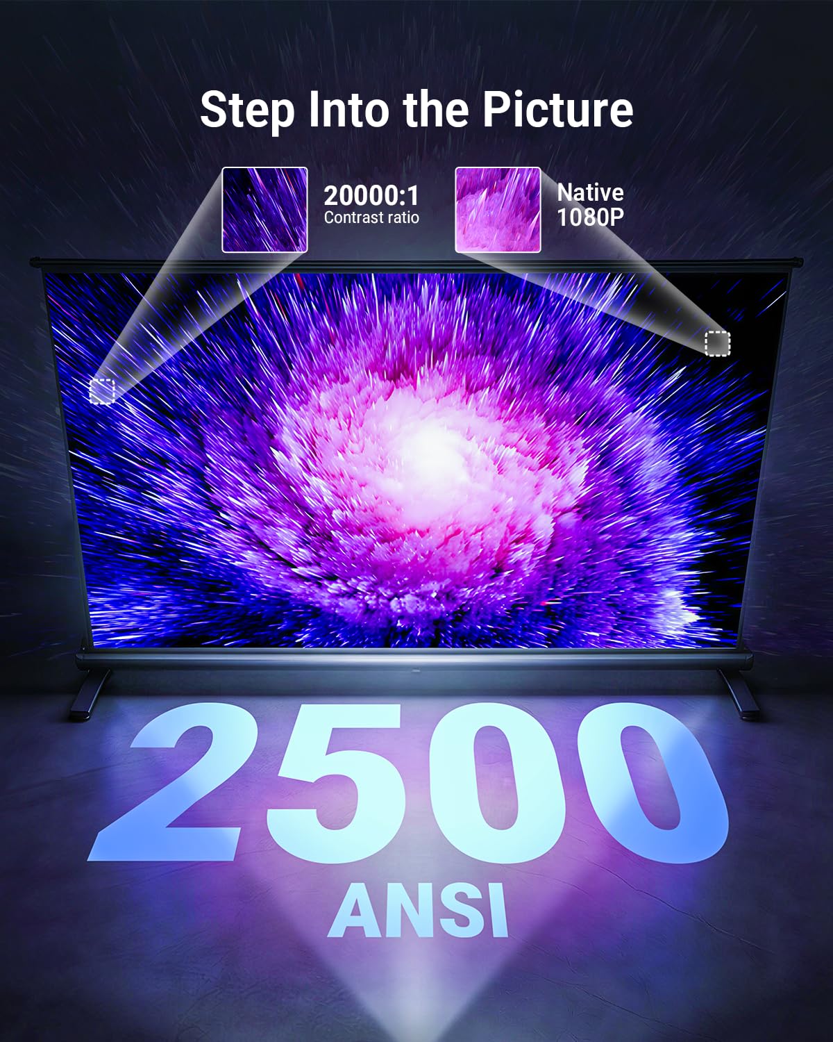 4K Smart Projector 2500 ANSI WiFi Bluetooth