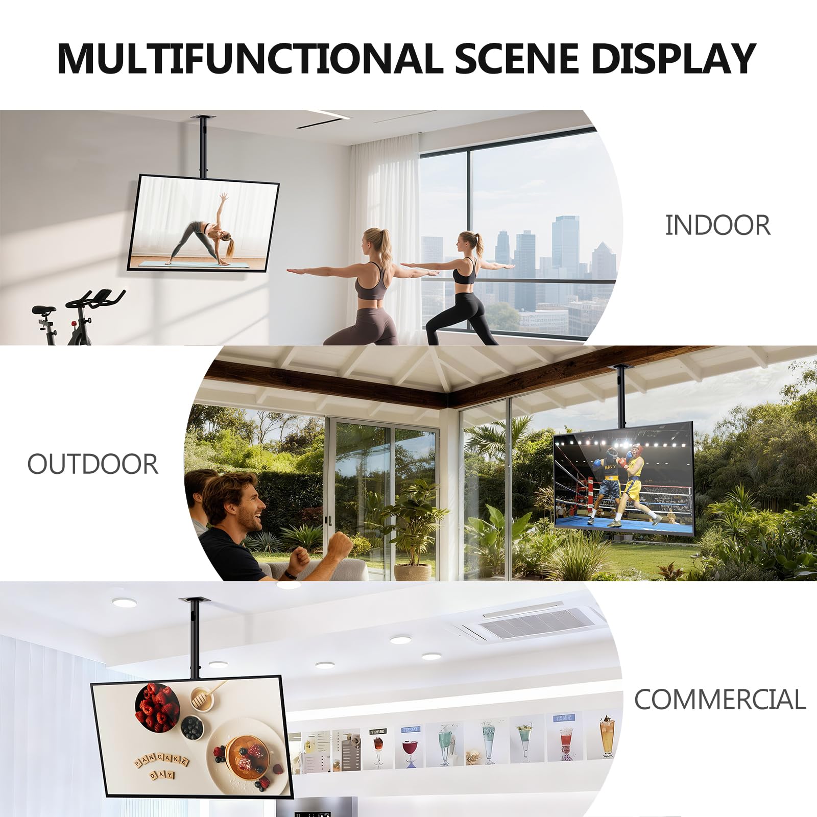 Adjustable TV Ceiling Mount 23–90 Inch