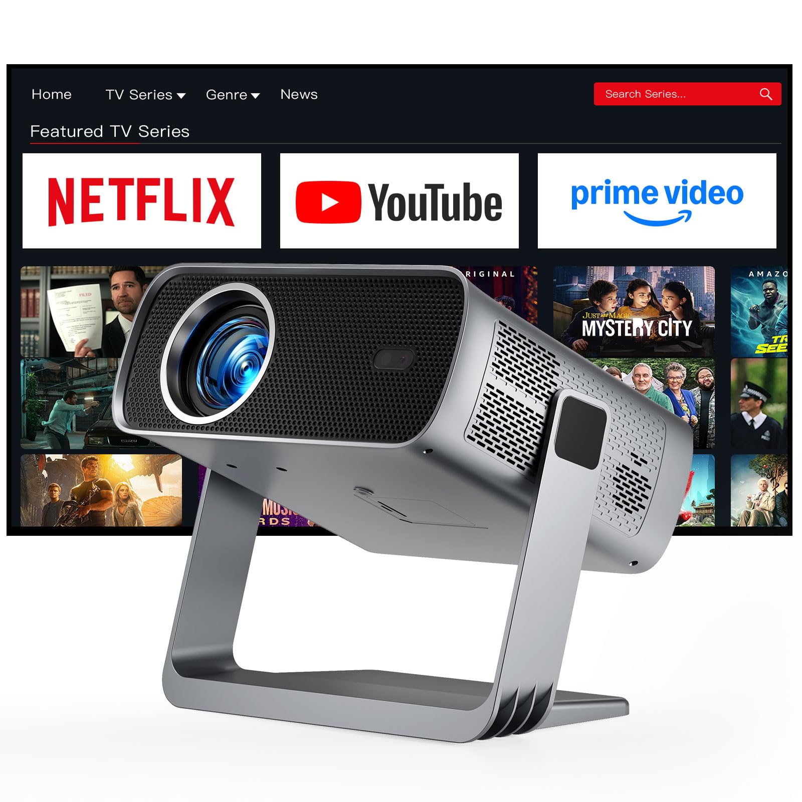 Mini Smart Projector 1080P WiFi Bluetooth 4K Support