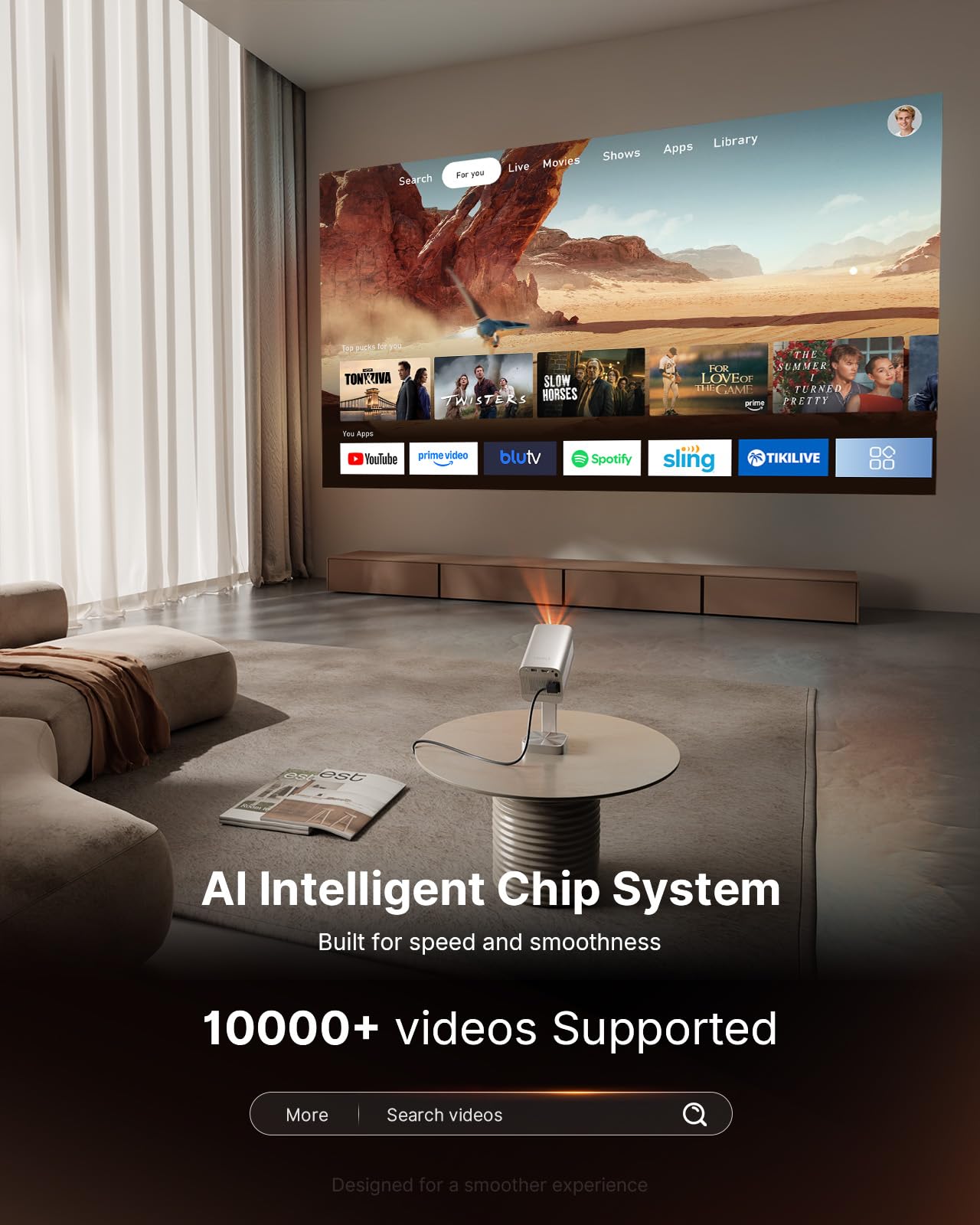 Mini Projector 1080P WiFi Bluetooth 4K Support
