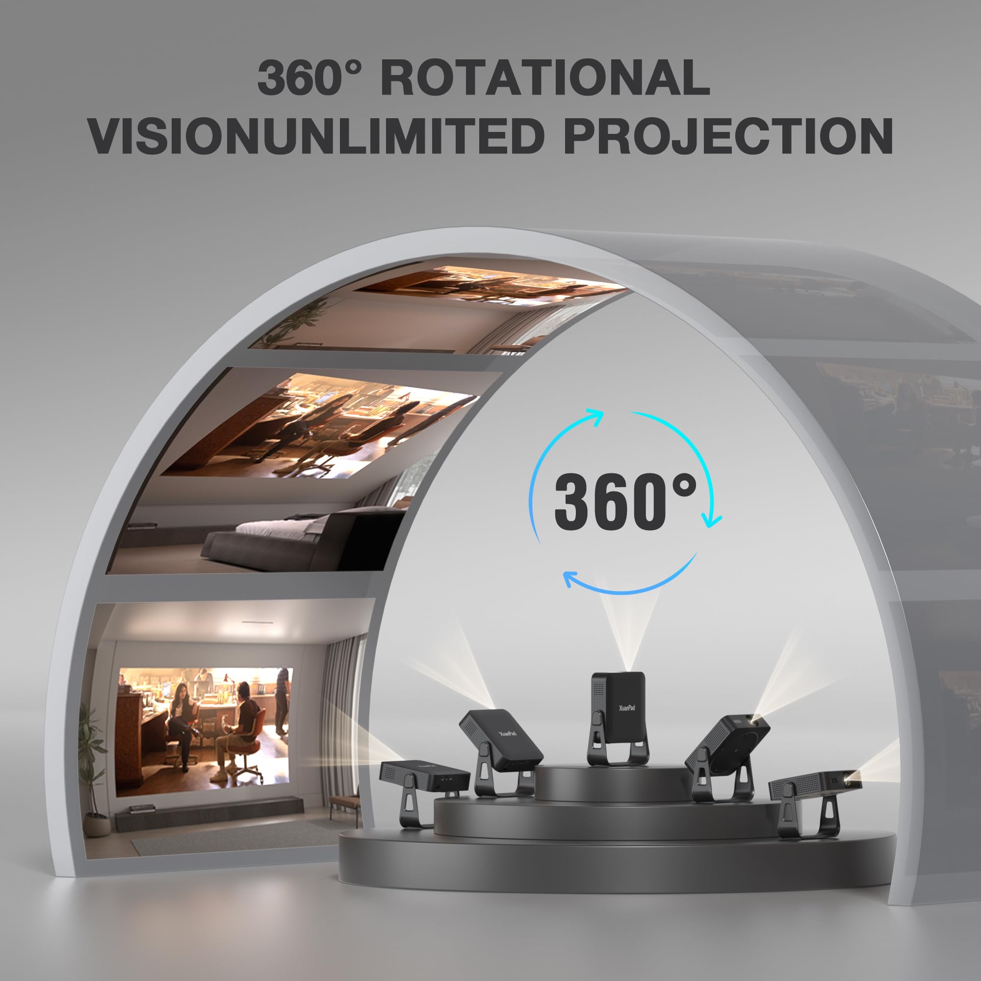 Mini Smart Projector 1080P WiFi Bluetooth 4K Support